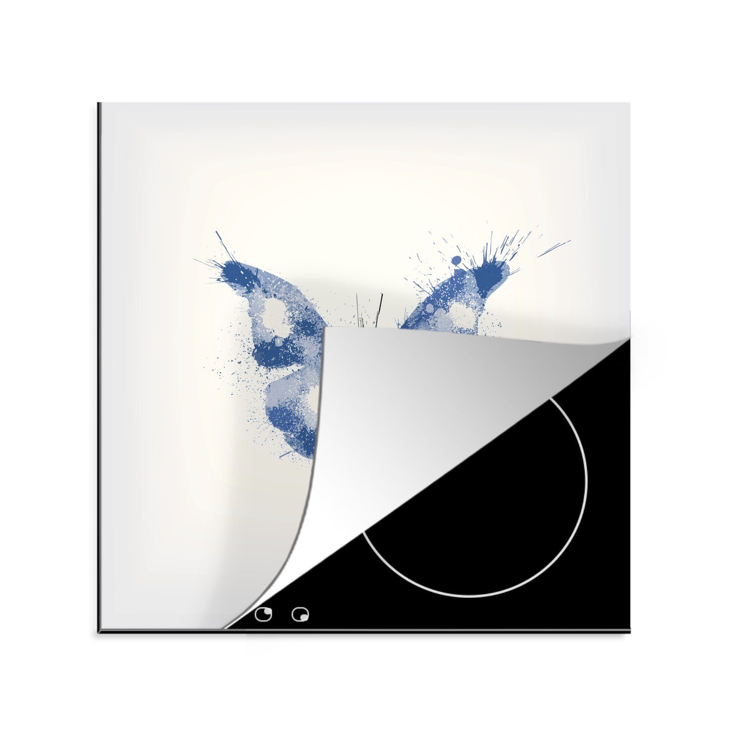 MuchoWow Herdblende-/Abdeckplatte Eine (1 cm, küche für blauen Ceranfeldabdeckung, Vinyl, Arbeitsplatte eines Schmetterlings, 78x78 Illustration tlg)