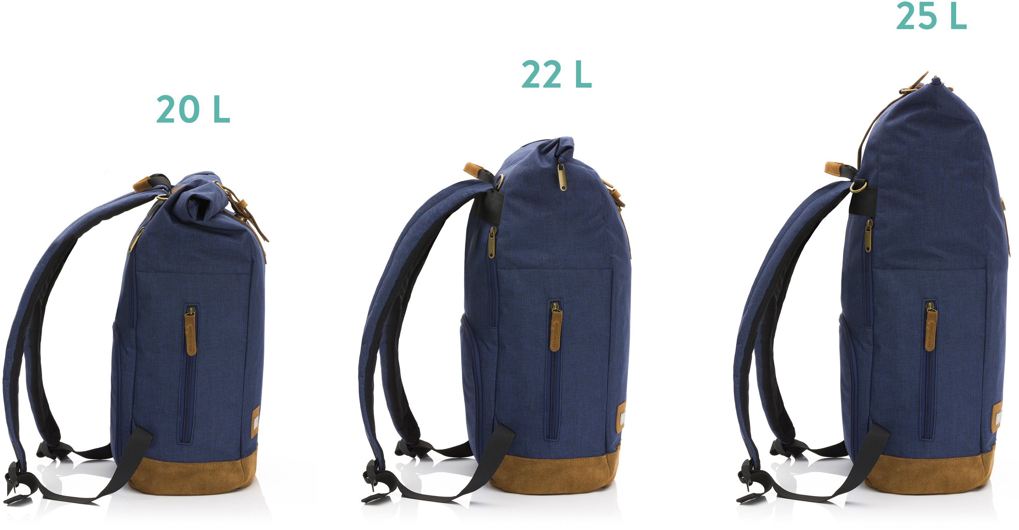 Fillikid Wickelrucksack Berlin, navy melange, inkl. Wickelauflage