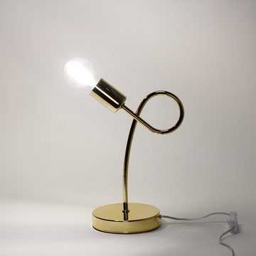 Licht-Erlebnisse Tischleuchte MADALYNN, ohne Leuchtmittel, Tischlampe E27 31,5 cm Gold Metall Modern Beleuchtung Wohnzimmer