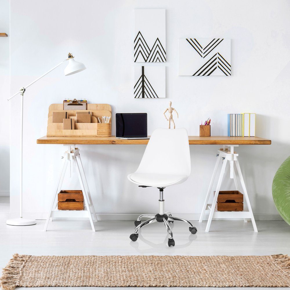 hjh OFFICE Drehstuhl ergonomisch Schreibtischstuhl St), Kunstleder Weiß PRO Home Bürostuhl (1 FANCY Office