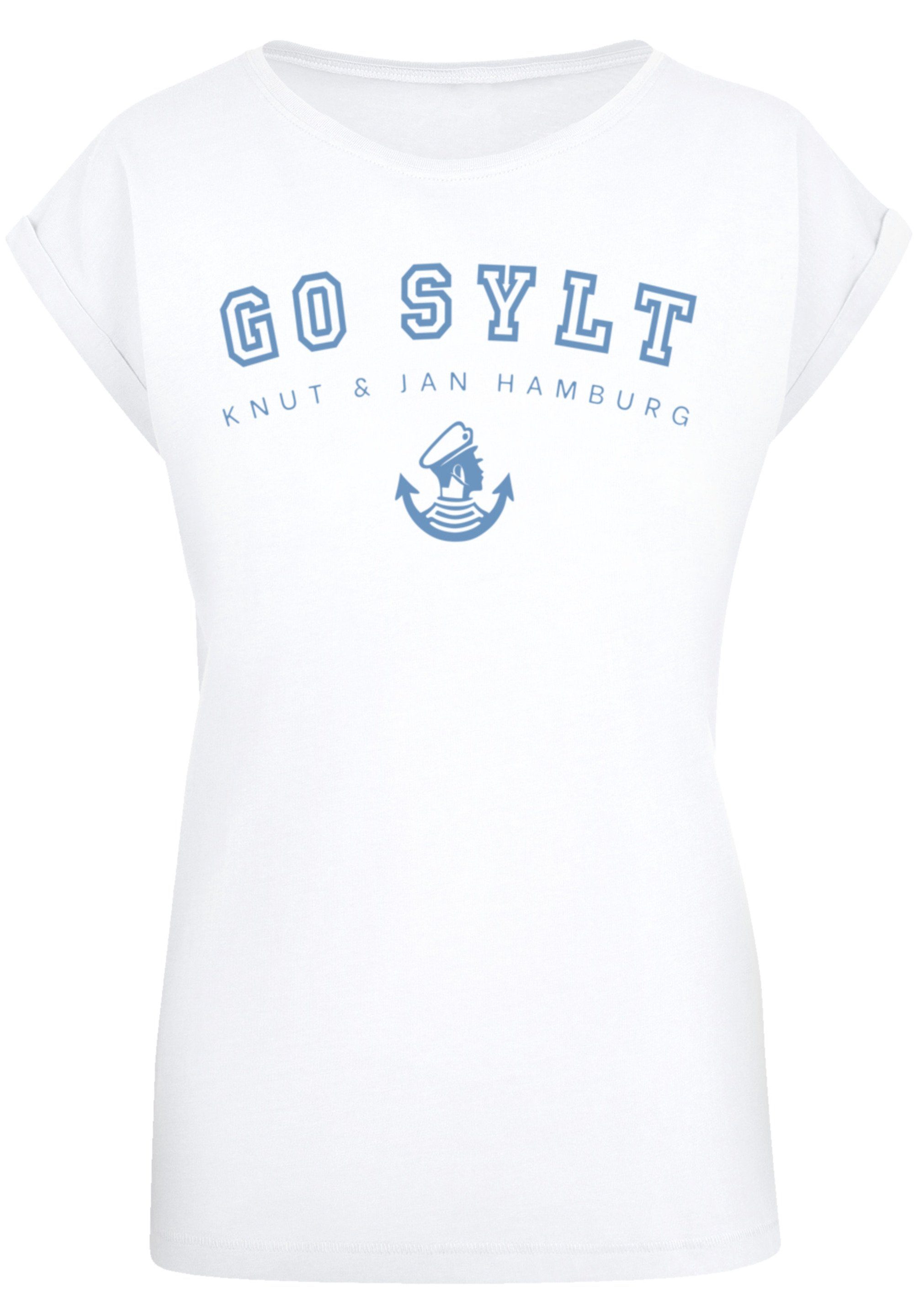 F4NT4STIC T-Shirt PLUS SIZE Go Sylt Print, Das Model ist 170 cm groß und  trägt Größe M