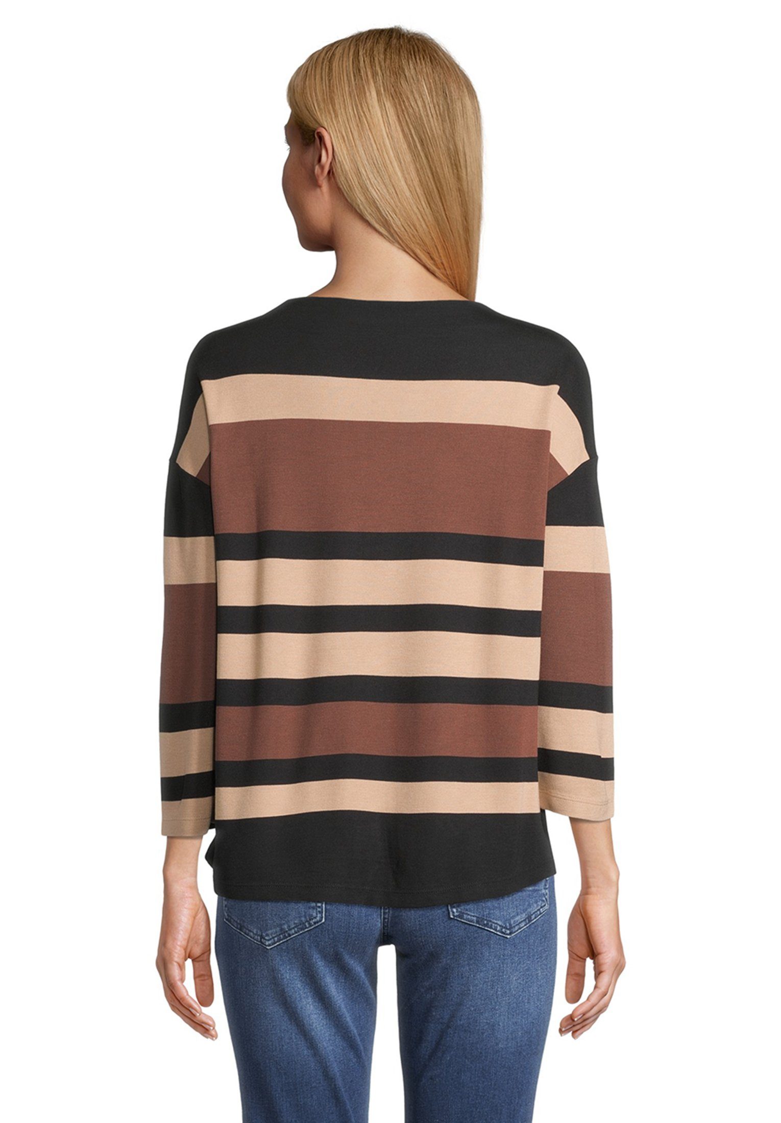 Betty Barclay Sweatshirt mit Form 9873 Streifen (1-tlg) Black/Camel