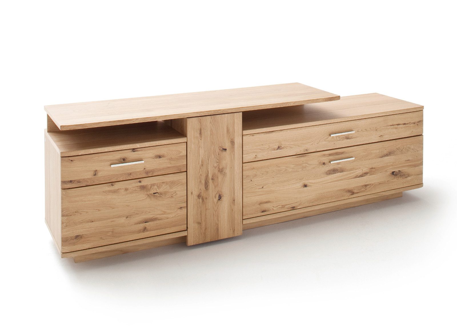 Empinio24 TV-Bank SF-T34, Breite 210 cm, Eiche teilmassiv bianco, mit 2 Türen und 2 Schubladen