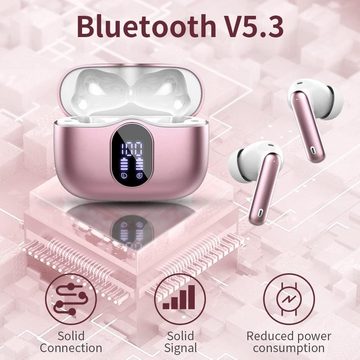 Btootos Bluetooth 5.3 Sport 4 Mikrofon LED-Anzeige HiFi Stereo wireless In-Ear-Kopfhörer (Schnellladung, lange Spielzeit., Bluetooth, mit 40 std Spielzeit ENC Lärmreduzierung Ohrhörer für Arbeit & Studium)