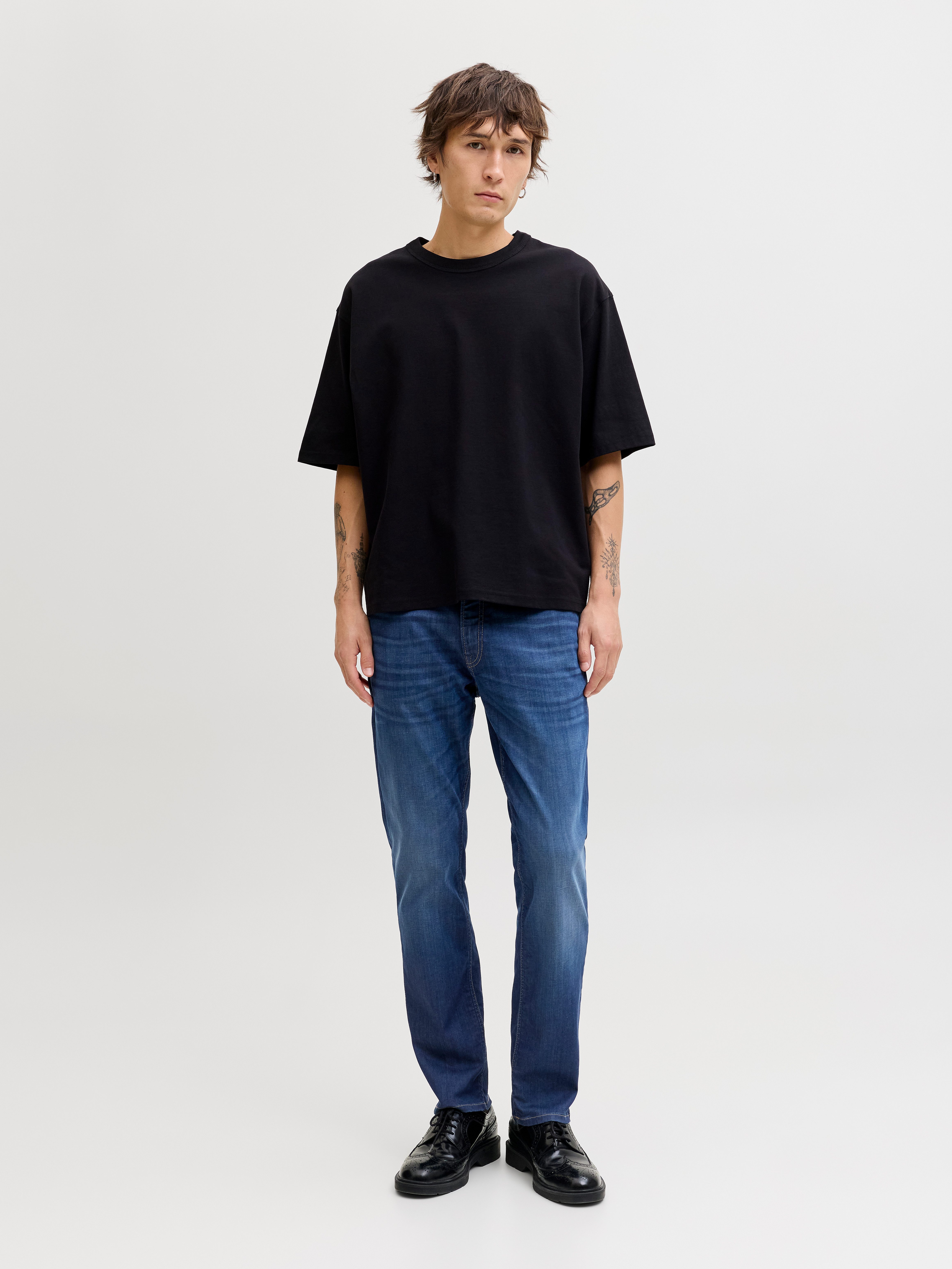 Jack & Jones Regular-fit-Jeans JJICLARK mit Used-Look und Stretch für den Alltag mit Abriebeffekten