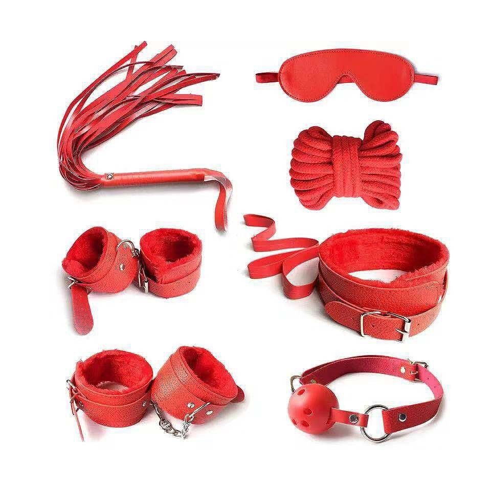 KAHOO Bondage-Set Bondage Kit für Leidenschaft, 7-tlg., Fesselset für Sexspiel Rot