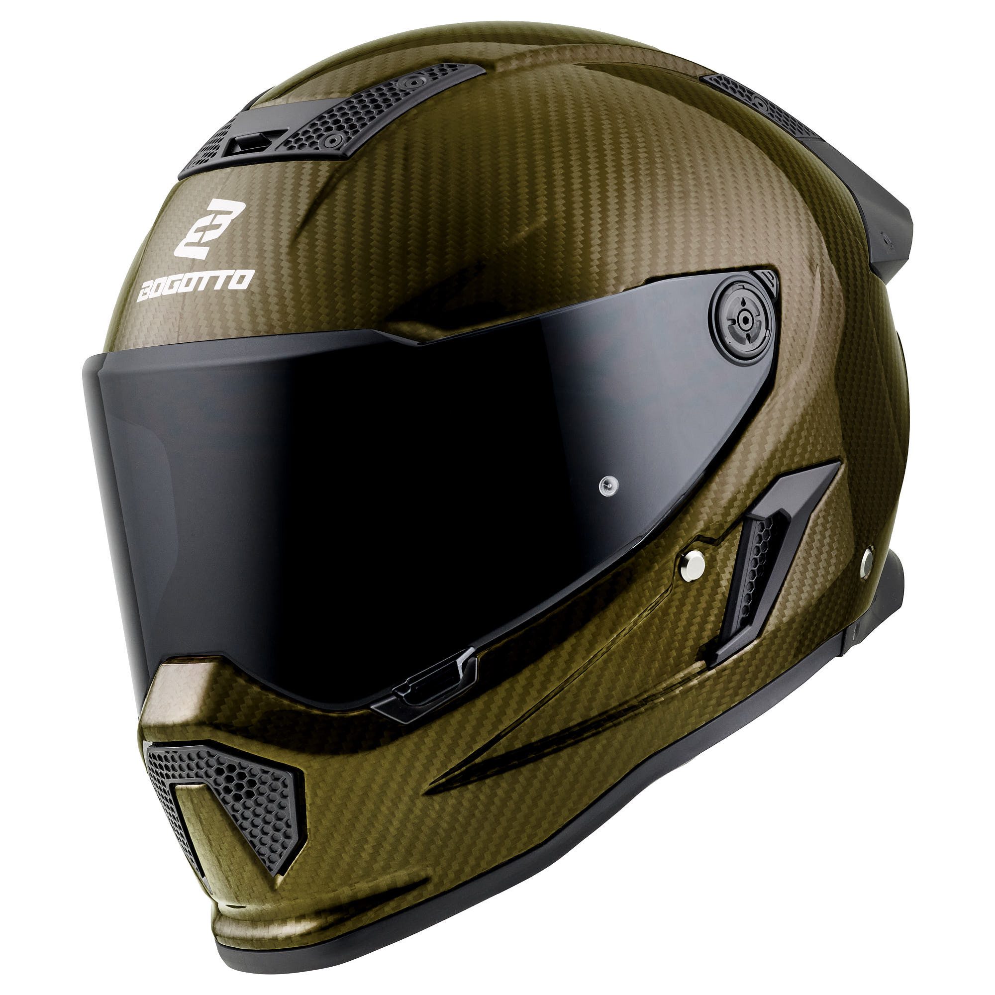 Bogotto Motorradhelm Rapto Carbon Helm, Vorbereitet Für Kommunikationssystem,geeignet Brillenträger,vorbe