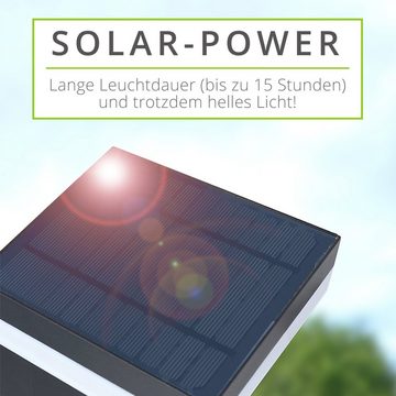 linovum Gartenstrahler LED Solar Wandleuchte ANBO fuer Aussen Solarlampe mit Bewegungsmelder, LED-Leuchtmittel fest verbaut