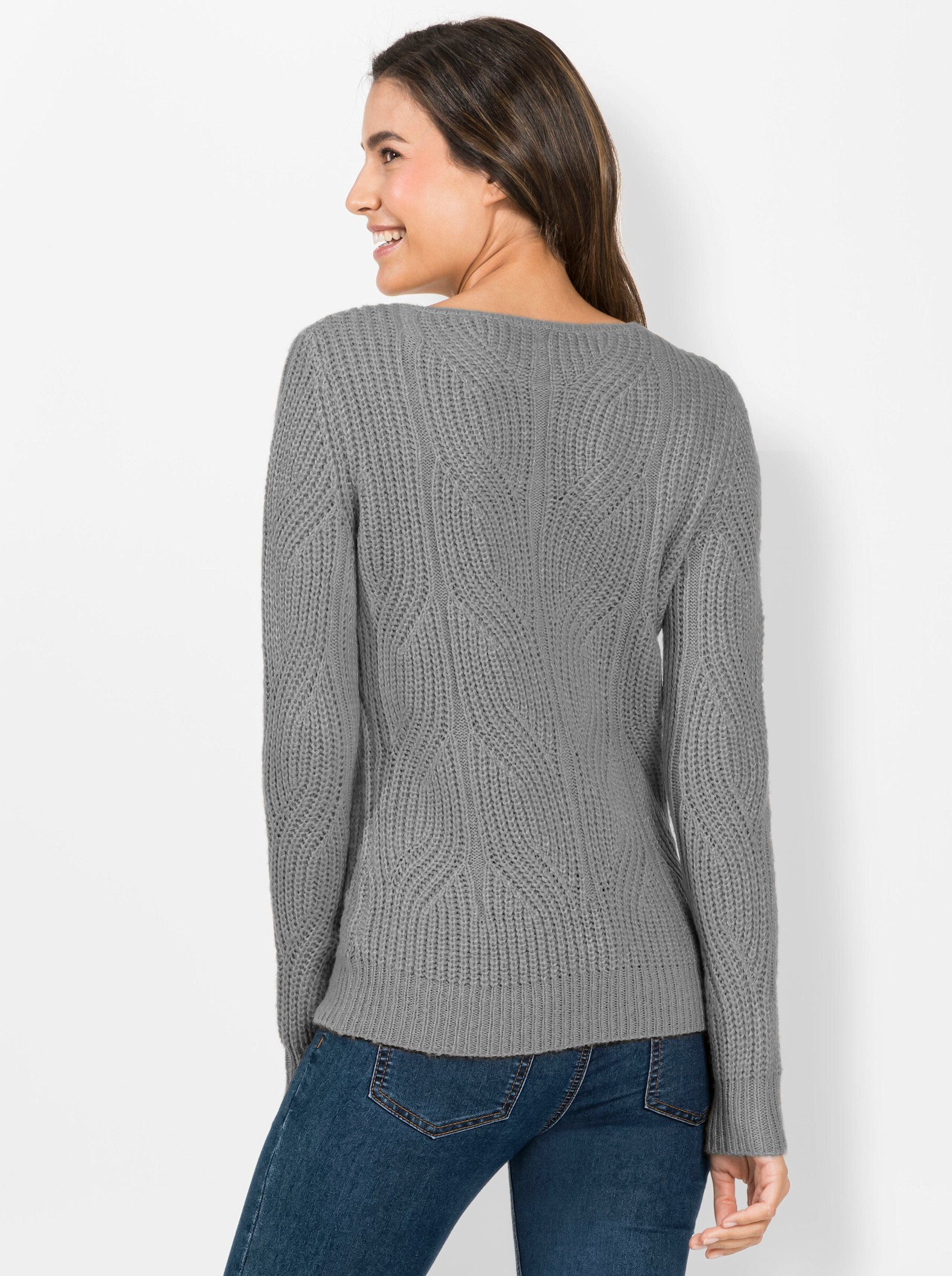 Witt Strickpullover Pullover Langarm Zopfmuster, Grobstrick