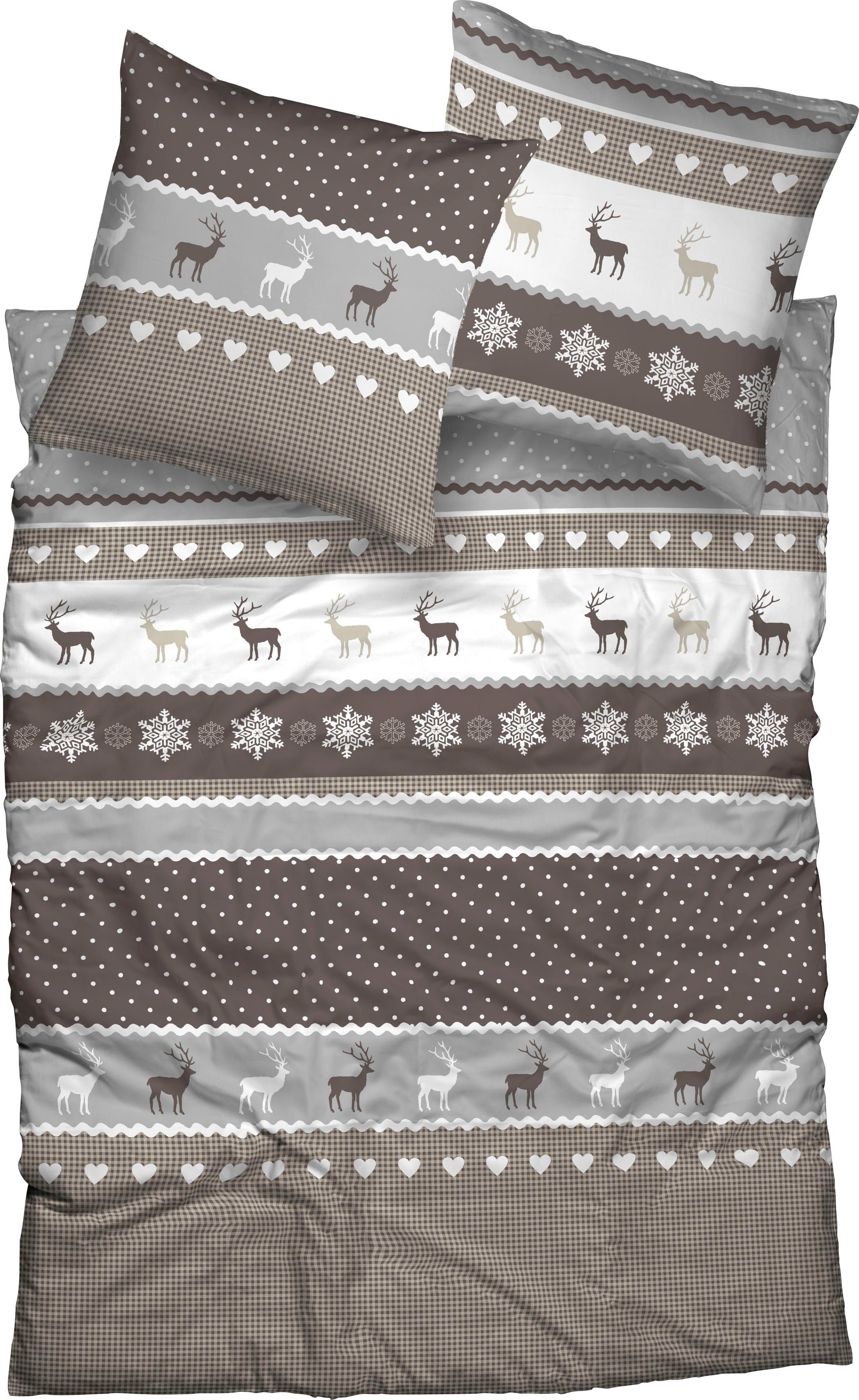 CASATEX Bettwäsche "Garmisch" 2 Stk. tlg. schöne Hirschmotive, Herzen und S günstig online kaufen