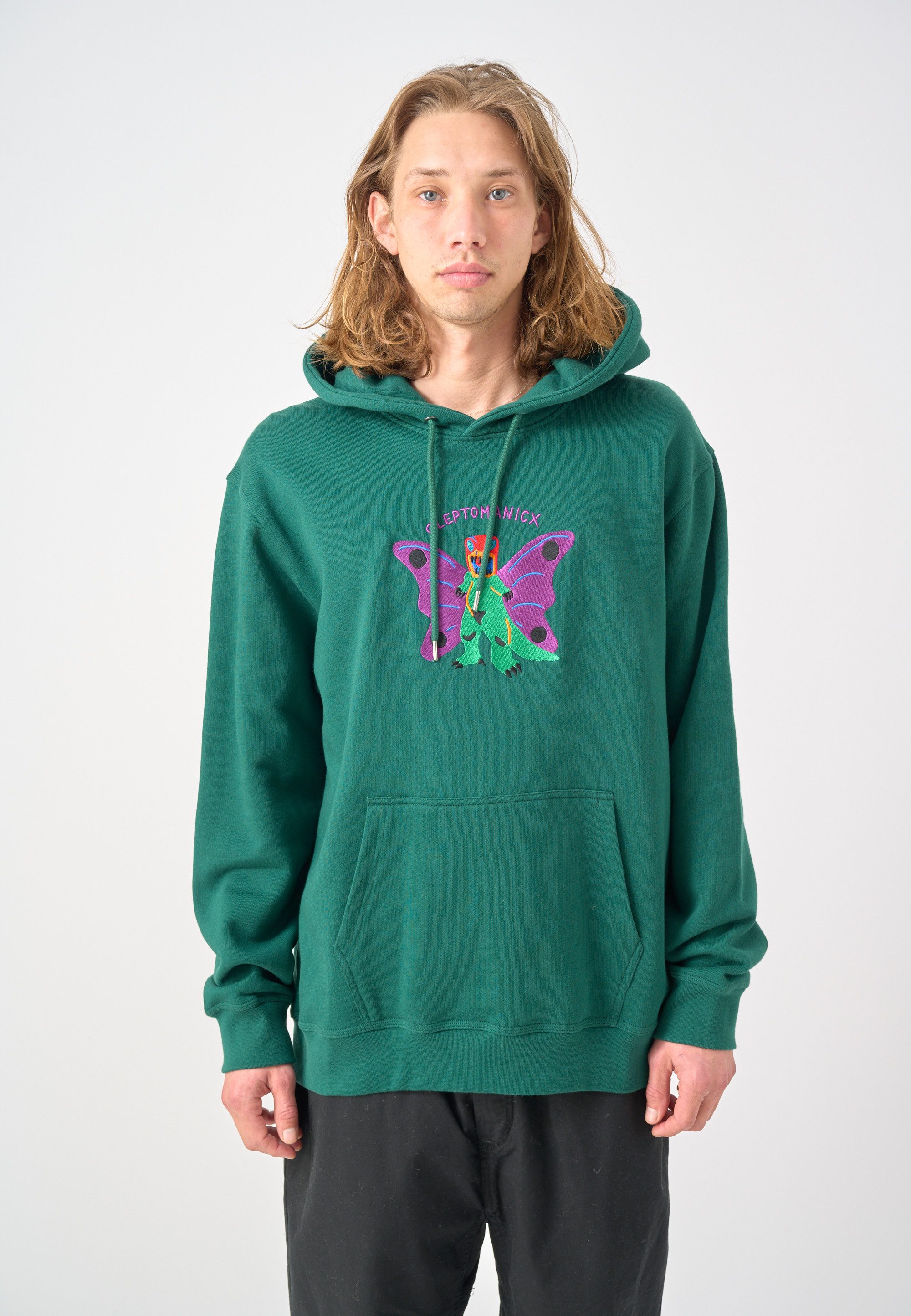 Cleptomanicx Kapuzensweatshirt Boxy Hooded Butterdragon im lockeren Schnitt