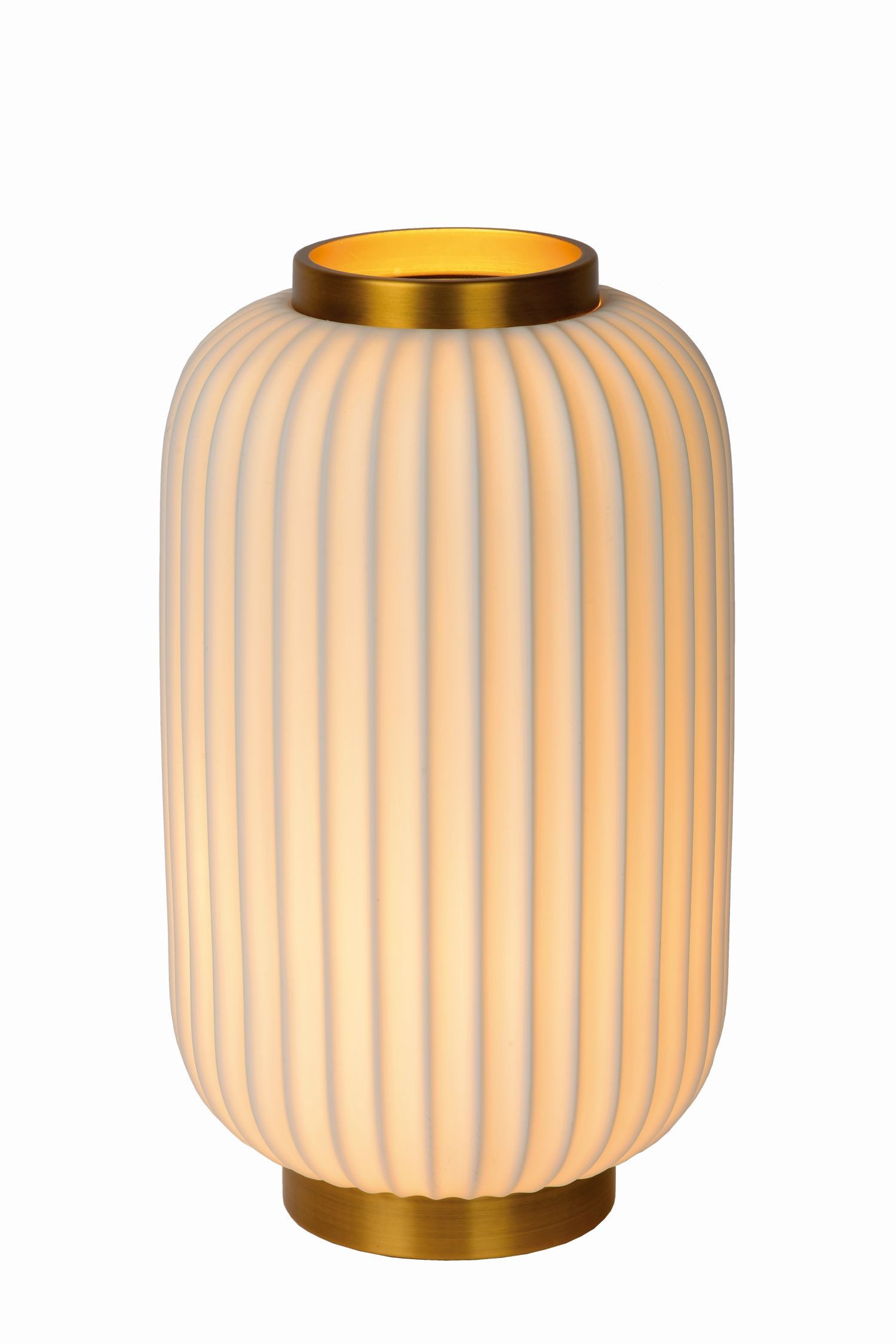 Licht-Erlebnisse Tischleuchte ZARUN, ohne Leuchtmittel, Metall Porzellan E14 Ø 197 cm 33.7 cm in Messing Weiß rund Modern