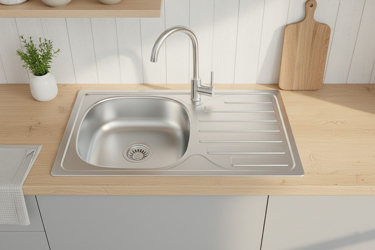 Faizee Home Edelstahlspüle Edelstahl Einbauspüle 76x44 günstig online kaufen