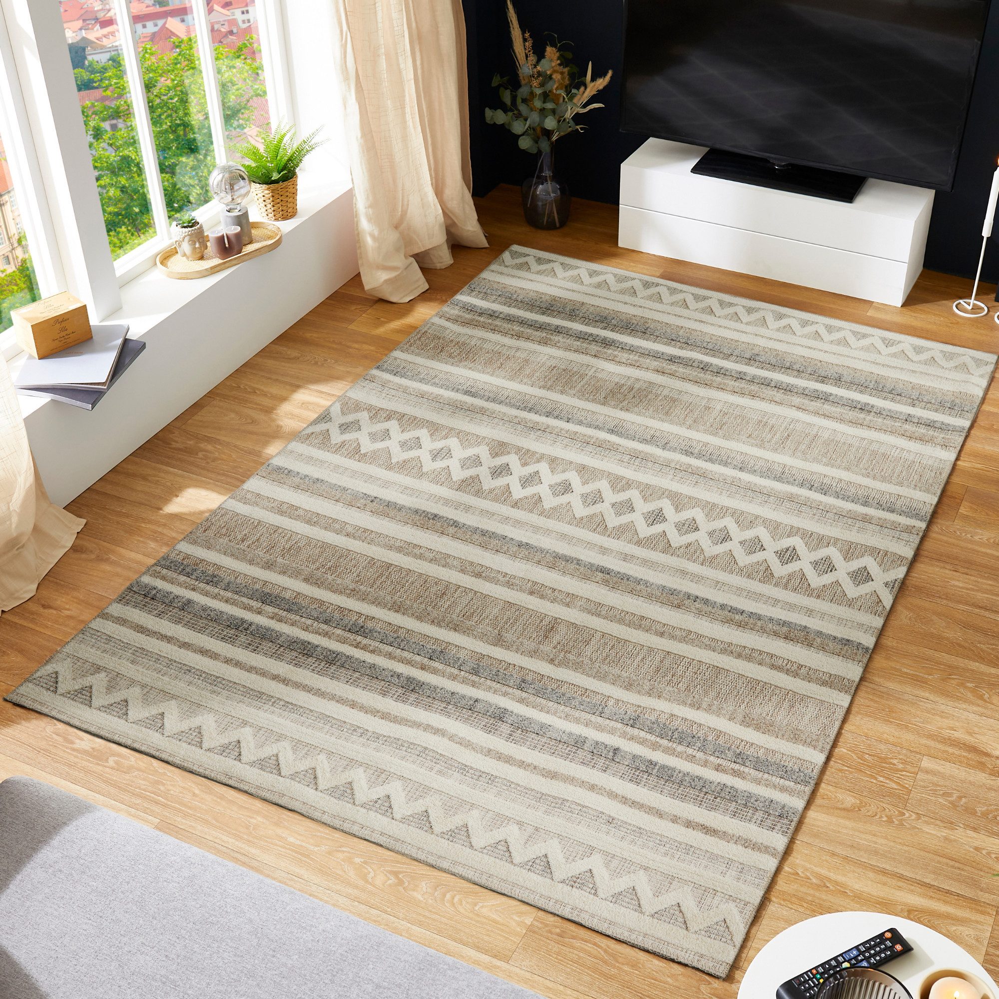 LUXOR living Teppich Crosby, rechteckig, Höhe: 7 mm, Rauten Design, Boho-Style, Wohnzimmer, Schlafzimmer