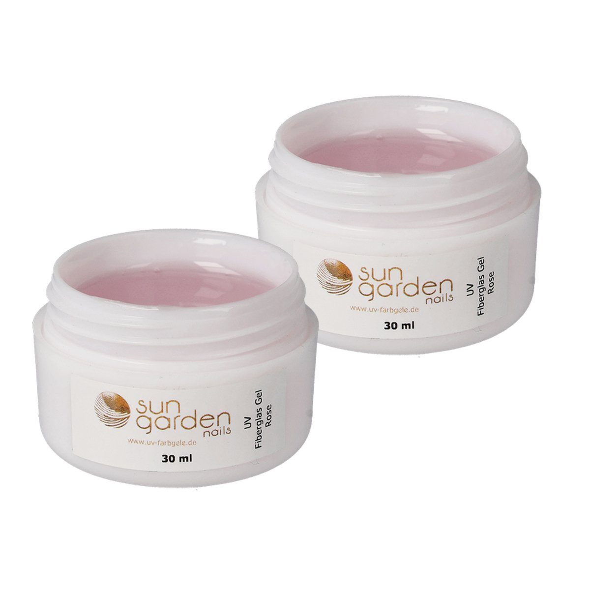 Nagellack 2 x 30 ml UV Fiberglas Gel Rosé-Klar