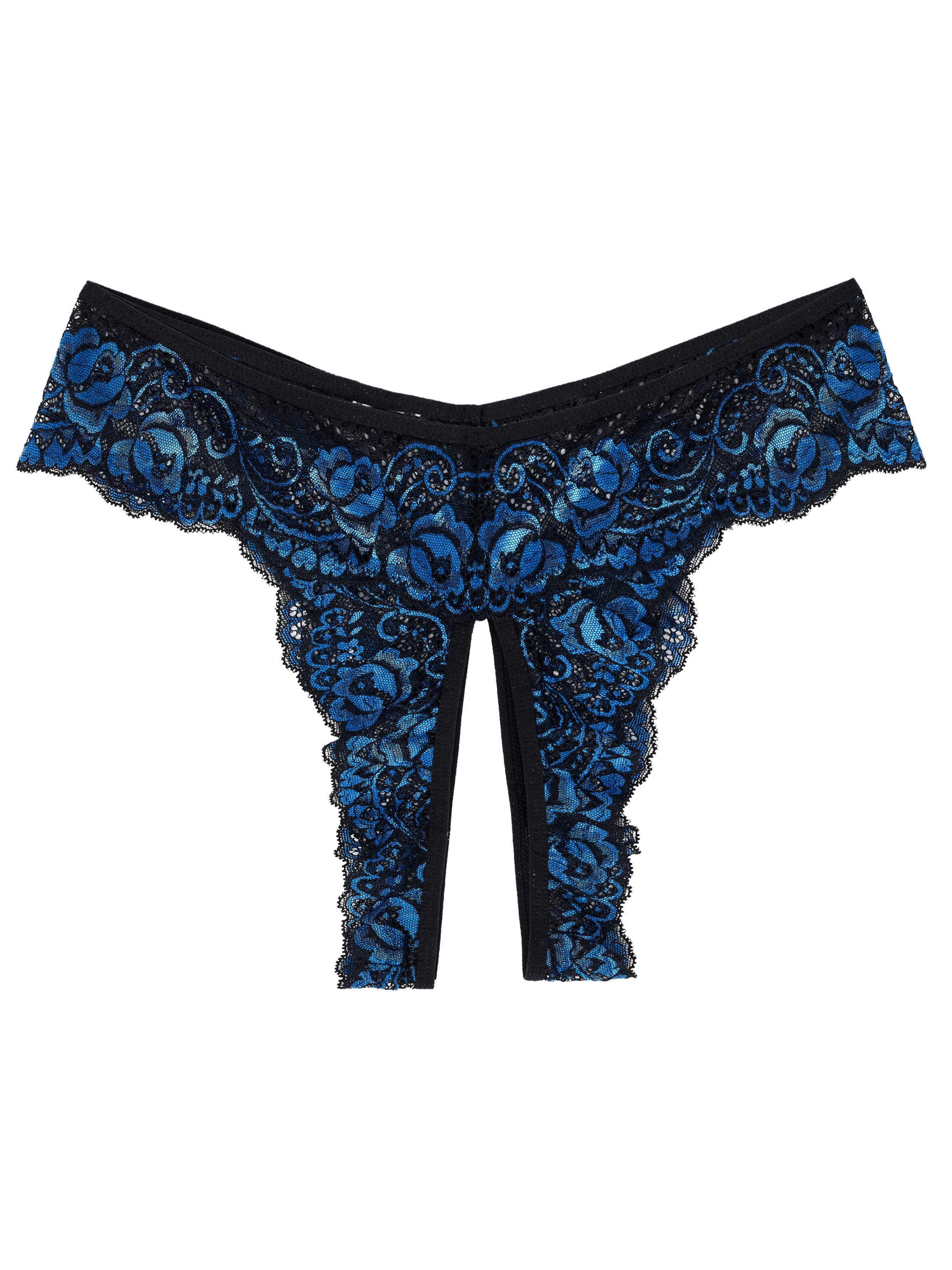 Elegant Love Slip-Ouvert Unterwäsche aus Spitze, Tanga mit offenem Schritt, Geblümte Dessous Damen-Unterhosen, V-Strings und Elegante Pantys – Sinnliche Reizwäsche