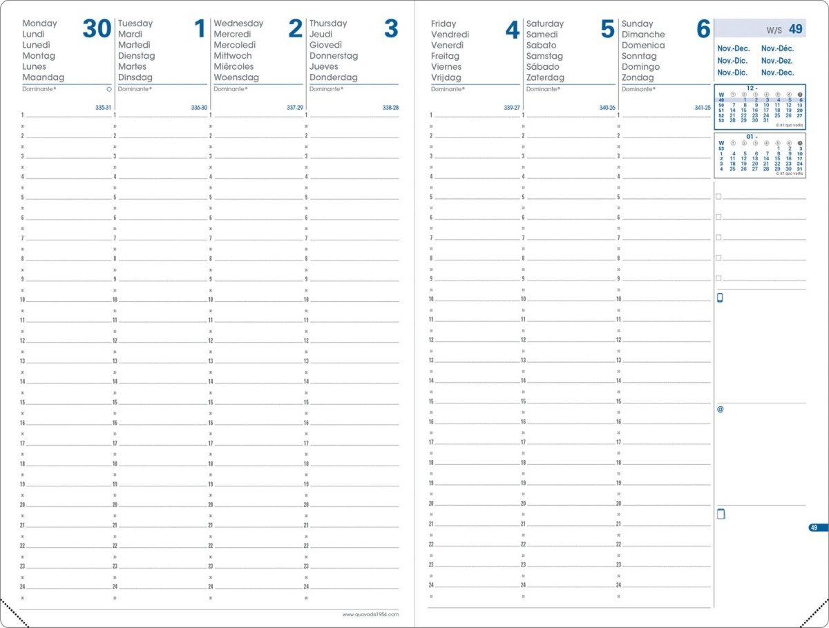 Quo Vadis Buchkalender Buchkalender H24/24 16x24cm 1 Woche/2 Seiten Impala schwarz 2026