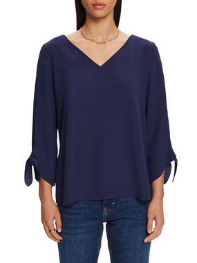 Esprit Collection Langarmbluse Stretch-Bluse mit offenen Kanten