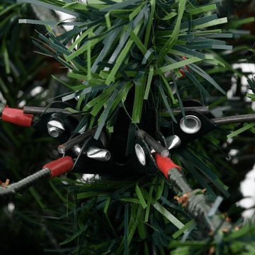 vidaXL Künstlicher Weihnachtsbaum Weihnachtsbaum mit LEDs Zapfen Grün Weiß 150 cm PVC PE