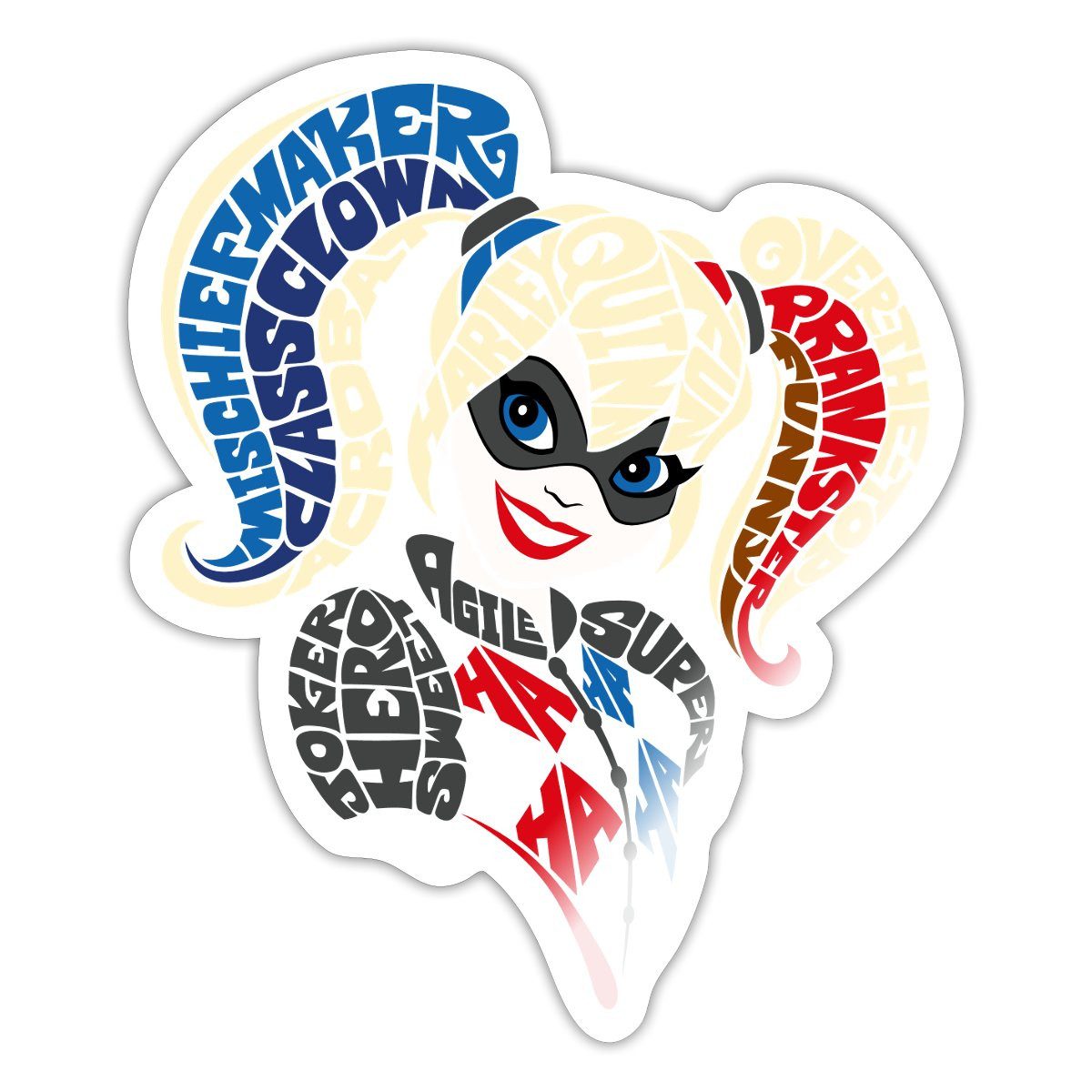 Aufkleber Super Hero Girls Harley Quinn Typografie Sticker Aufkleber