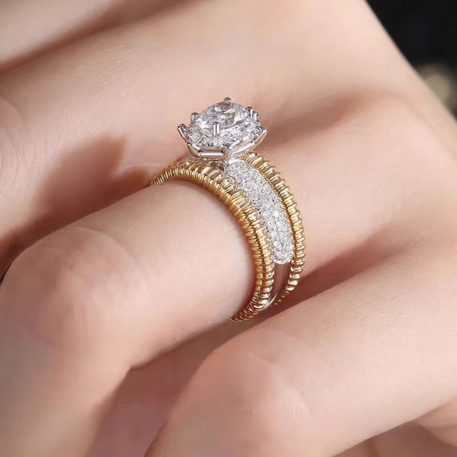 Jumpeak Diamantring Diamantring für Damen, 2ct D Vs1 wedding ring,ring damen gold, labordiamant,Mit IGi-Zertifikat,geschenk für frau,tochter geschenk – Bild 2 von 5