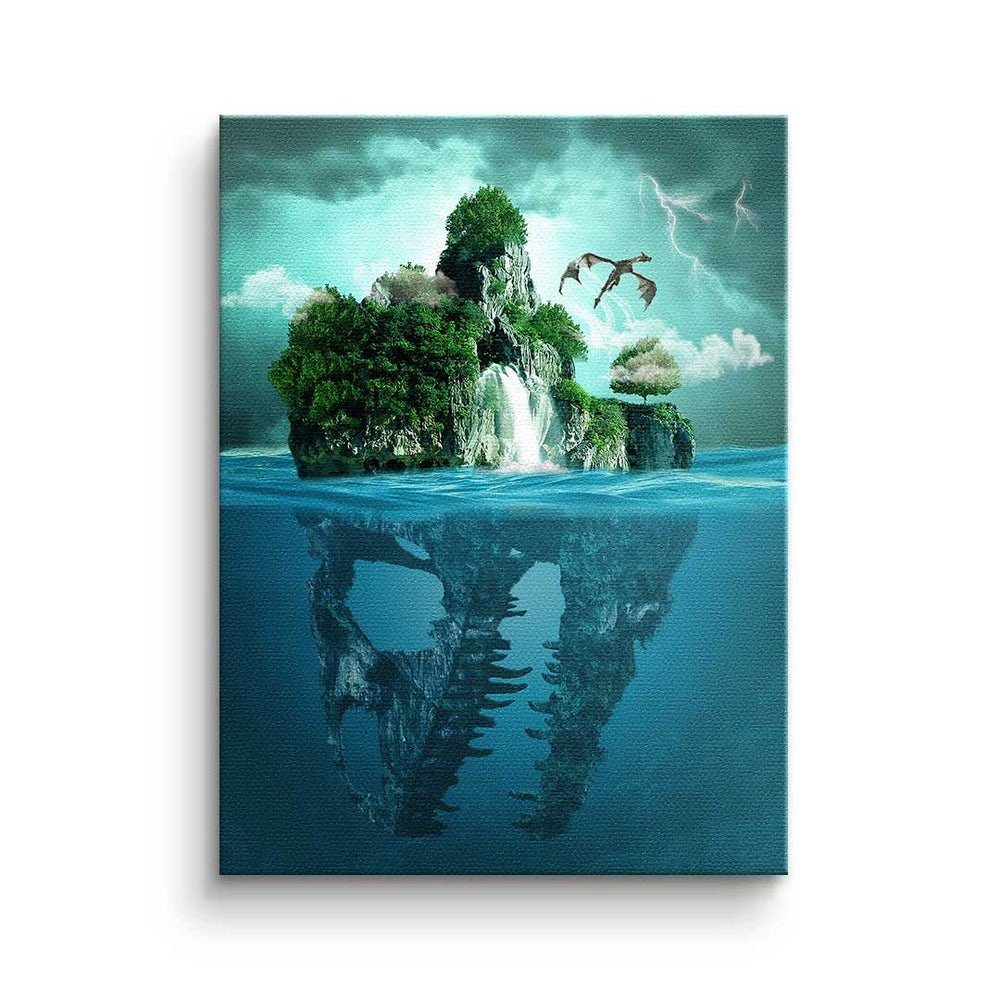 DOTCOMCANVAS® Leinwandbild, Premium Leinwandbild - Einsame Insel - Island with two Faces - Minds ohne Rahmen | Leinwandbilder