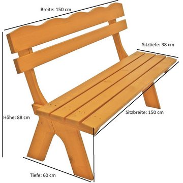 DEGAMO Garten-Essgruppe FREITAL, (4-tlg), (2x Stuhl, 1x Bank 150cm, 1x Tisch 72x150cm), massive Kiefer lackiert