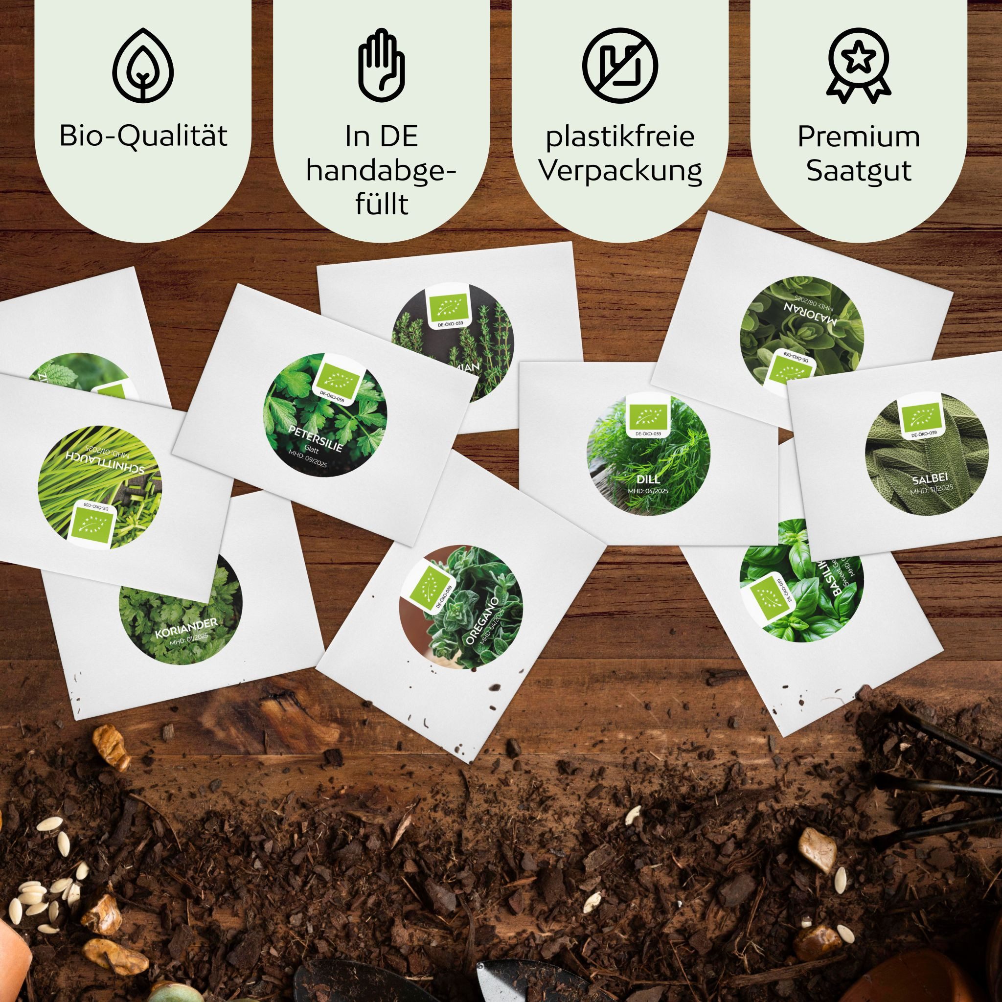 Growgreens Kräutersamen BIO Kräutersamen Set - Küchenkräuter Anzuchtset aus bio. Anbau – Bild 4 von 5