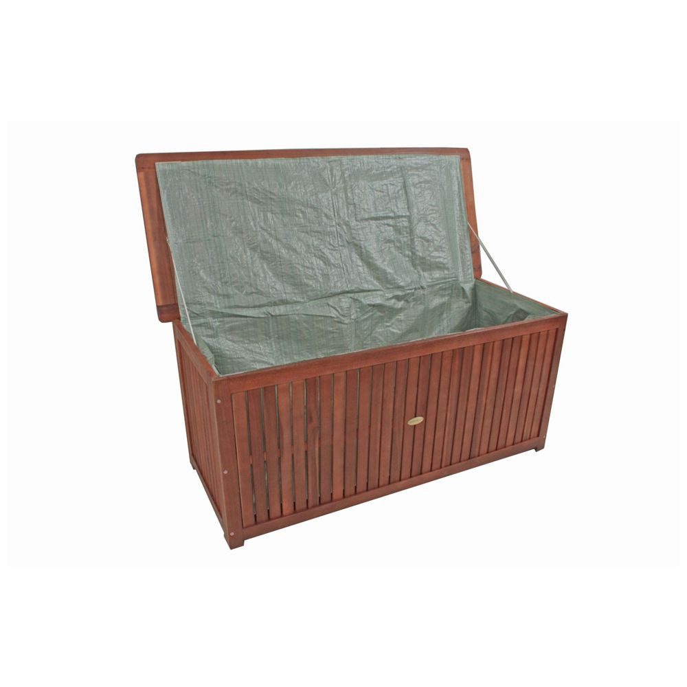 Lomadox Auflagenbox HGA-120, Truhe mit Folieninnentasche, Eukalyptusholz, ca. 130x58x55 cm