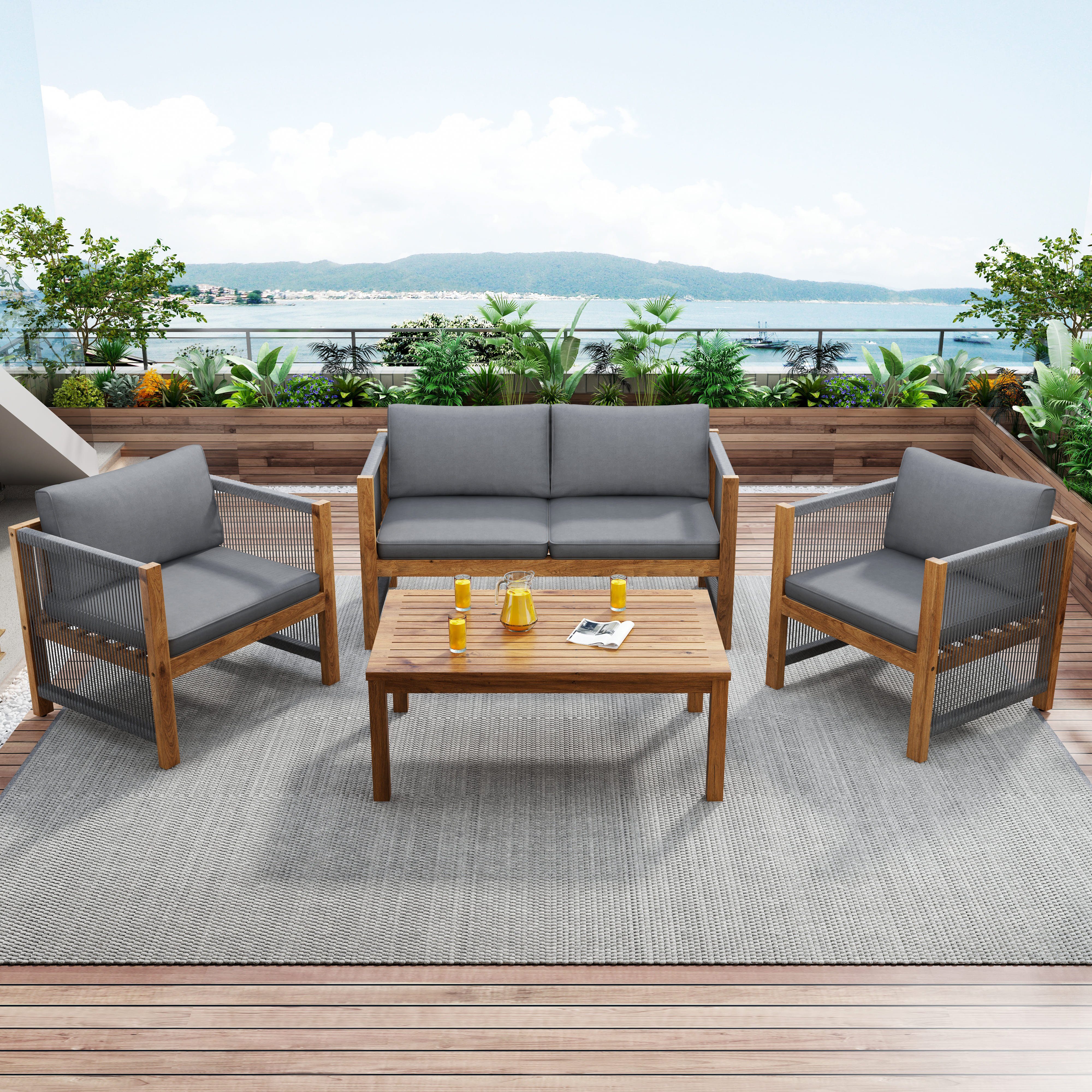 Flieks Gartenlounge-Set, Gartenmöbel Set Sitzgruppe Bank günstig online kaufen