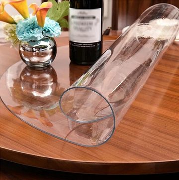 Mrichbez Tischdecke Transparente Tischmatte,PVC Folie Schutzfolie, Runden Tischfolie Schutzfolie,Durchsichtig,PVC Folie