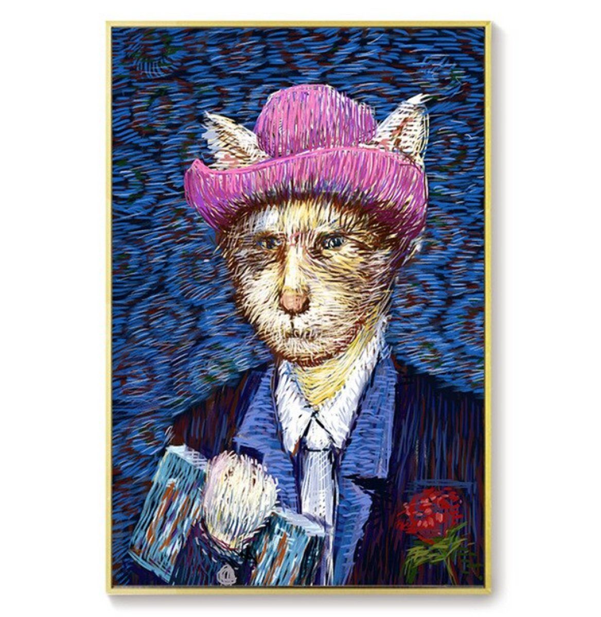 TPFLiving Kunstdruck (OHNE RAHMEN) Poster - Leinwand - Wandbild, Van Gogh - Die Katzen (Verschiedene Größen), Farben: Leinwand bunt - Größe: 50x75cm