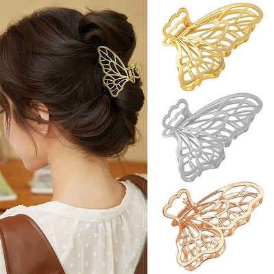 HYTIREBY Haarclip Haarclips damen Metall-Schmetterlings, große Rutschfeste 3 Stück, Set, Große Haarklammer für Frauen und Mädchen