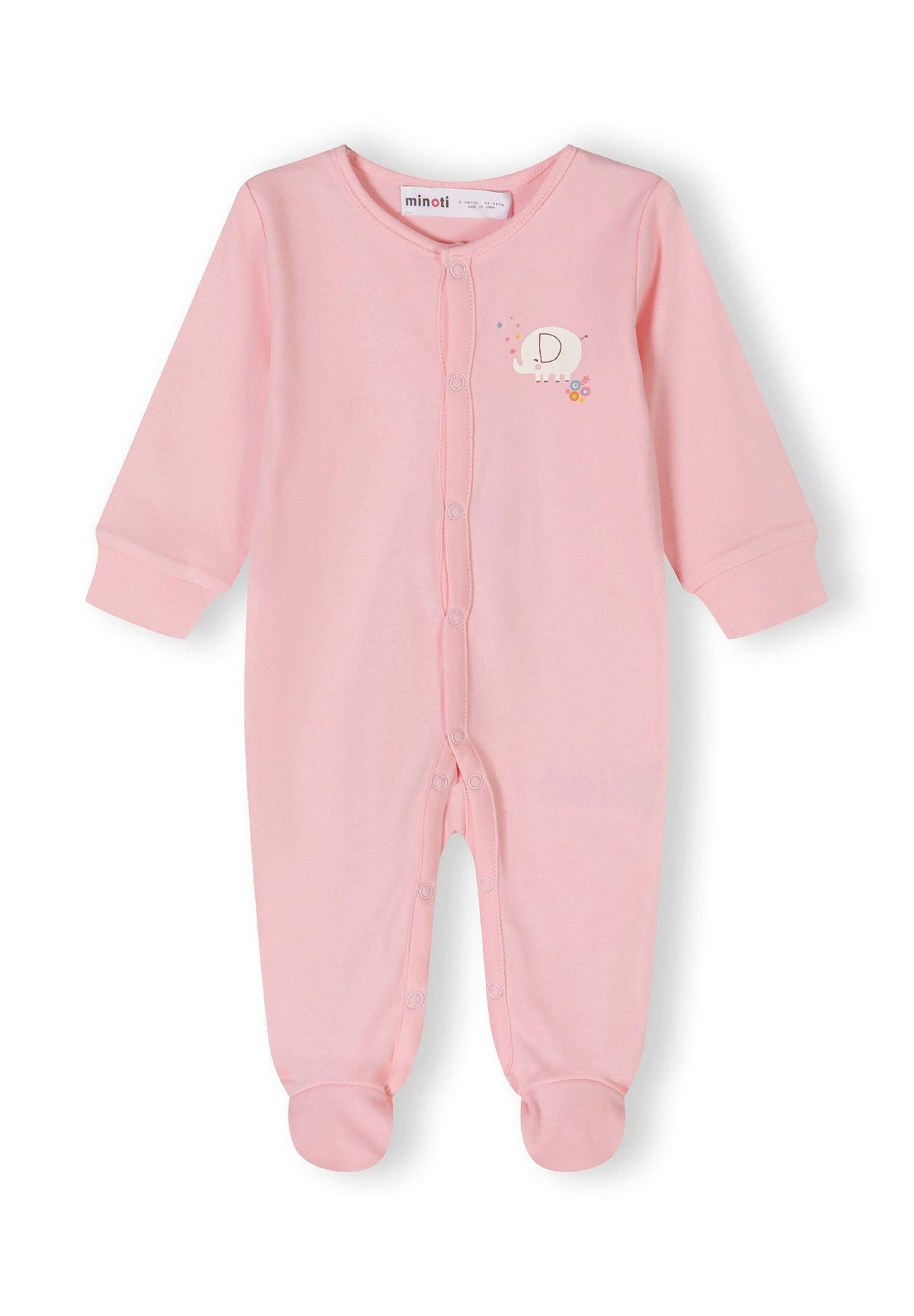 MINOTI Schlafoverall für Babys mit Füßen (Packung, 4-tlg) Elefanten und Blumen – Bild 4 von 5