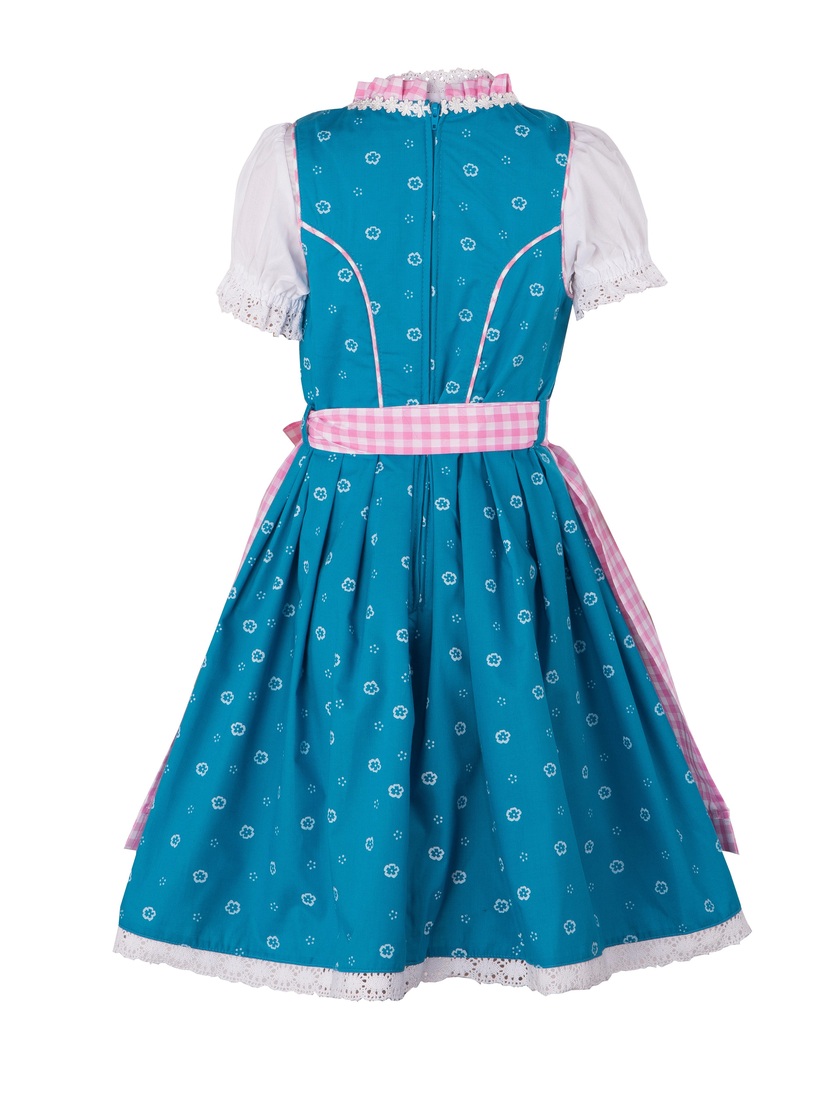 Ramona Lippert Dirndl Kinderdirndl Nina türkis rosa Trachtenkleid Mädchen mit Bluse