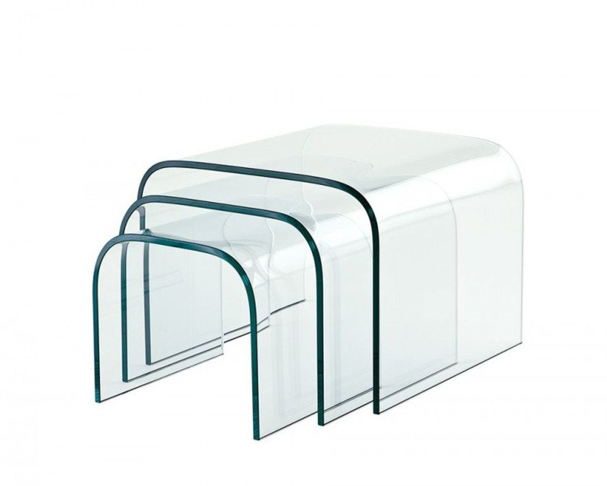 Beistelltisch Beistelltisch 3er Set Luxus Designer Casa Deco - Art Glas Kollektion Luxus Padrino