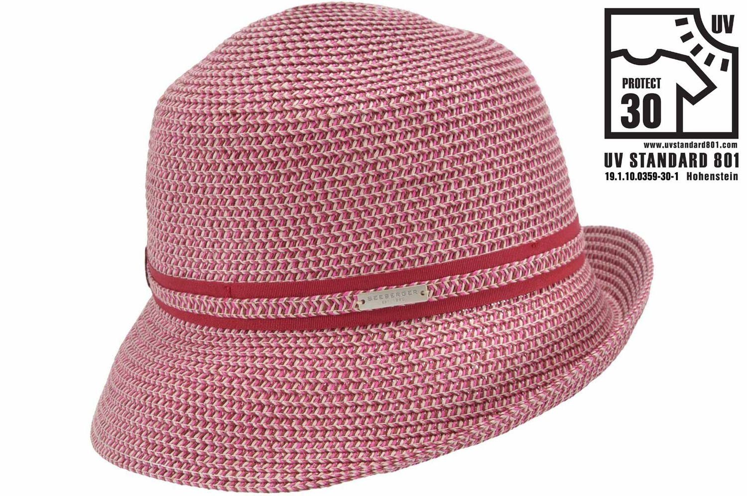 Seeberger Strohhut Knautschbare asymmetrische Glocke mit UV Schutz 30 2328 cassis/fuchsia