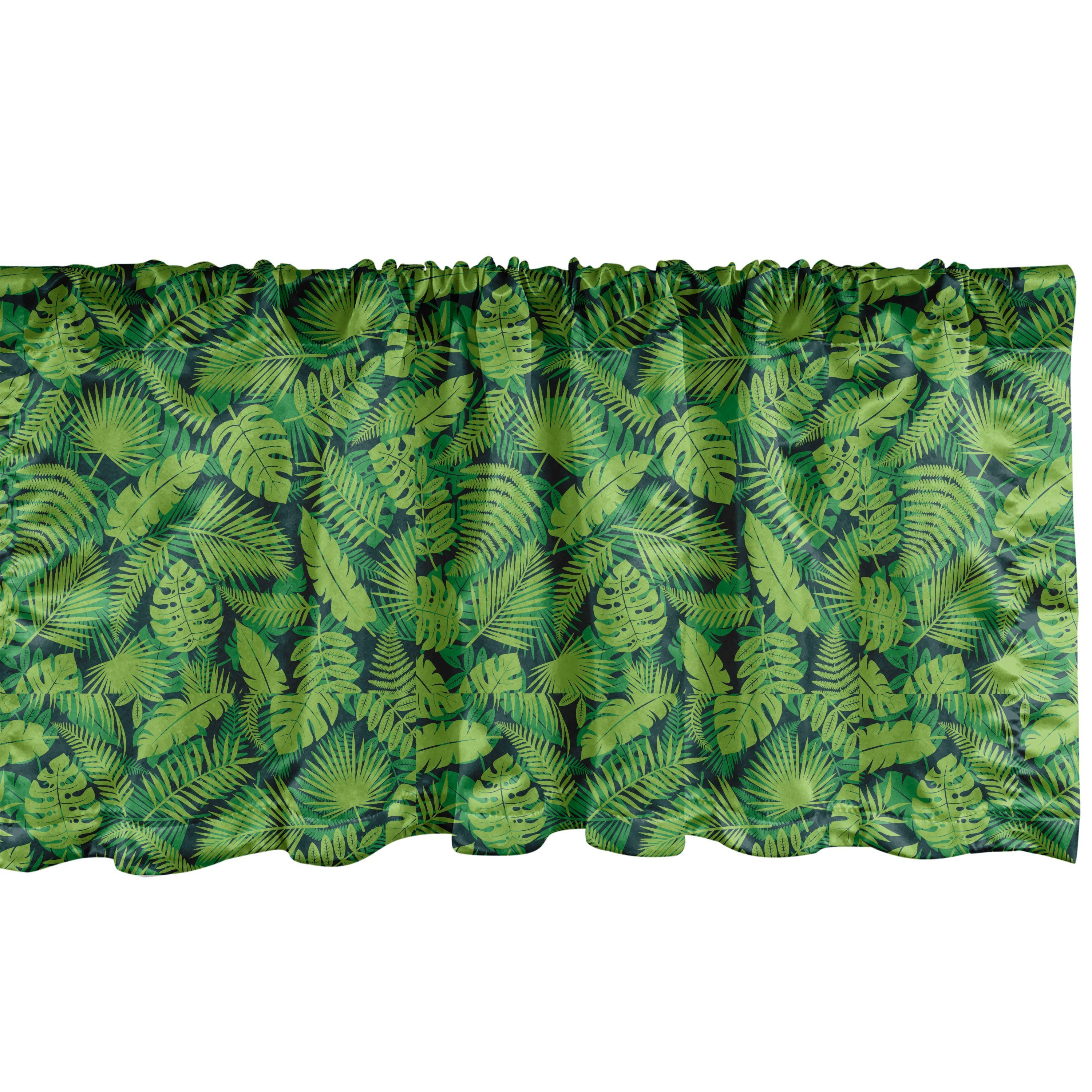 Scheibengardine Vorhang Volant für Küche Schlafzimmer Dekor mit Stangentasche, Abakuhaus, Microfaser, Dschungel-Laub Tropic Hawaii Blätter