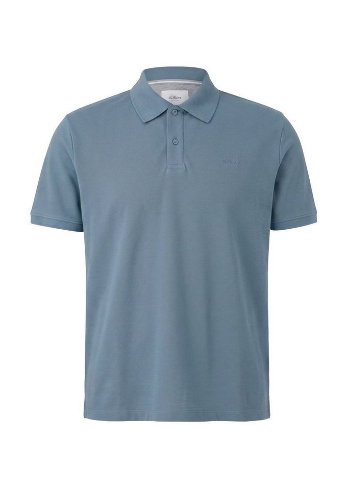 s.Oliver Poloshirt mit Logo-Stickerei und seitlich geschlitztem Saum
