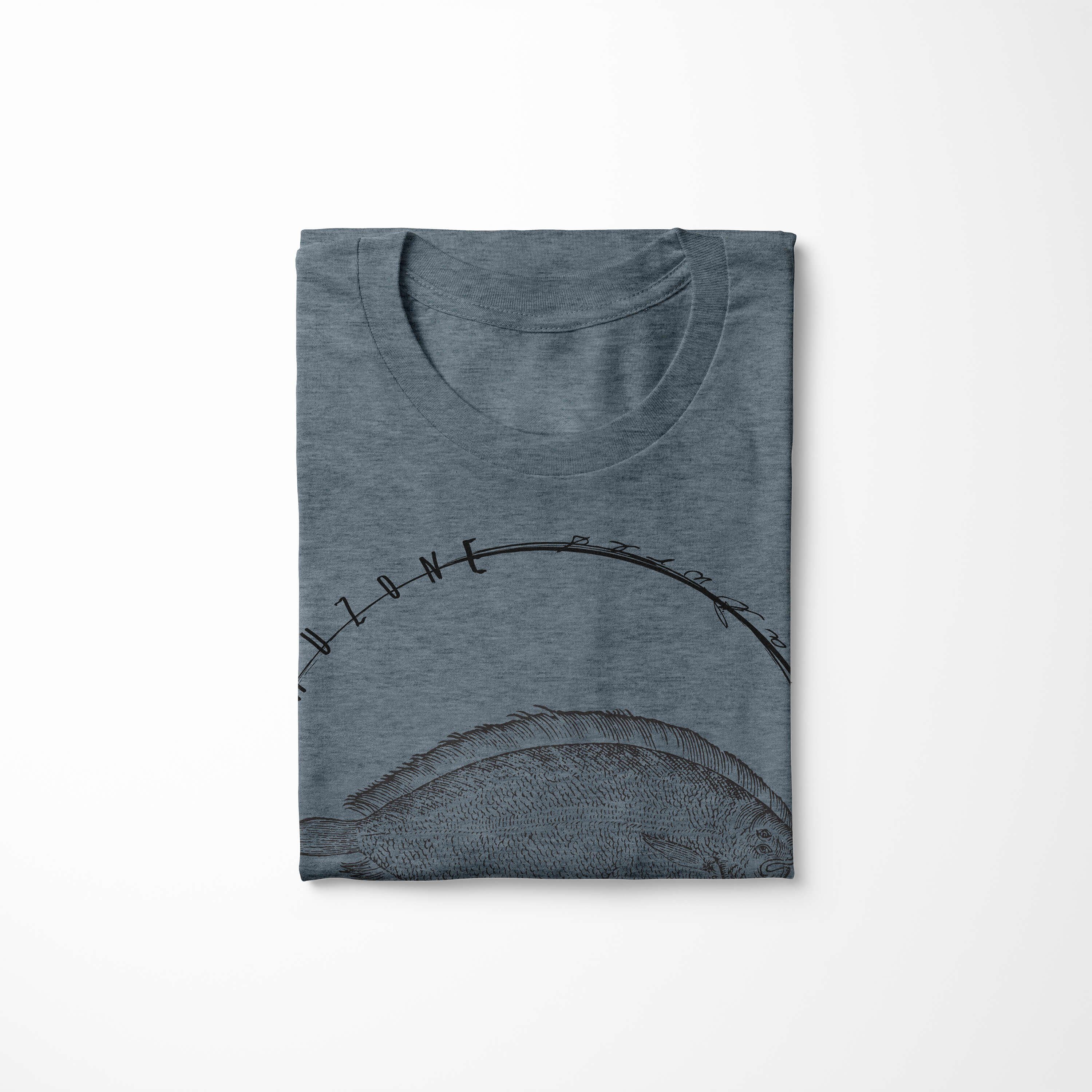 Sinus Art Struktur feine und Fische Schnitt 079 sportlicher - T-Shirt Indigo T-Shirt Creatures, Serie: Sea / Tiefsee Sea