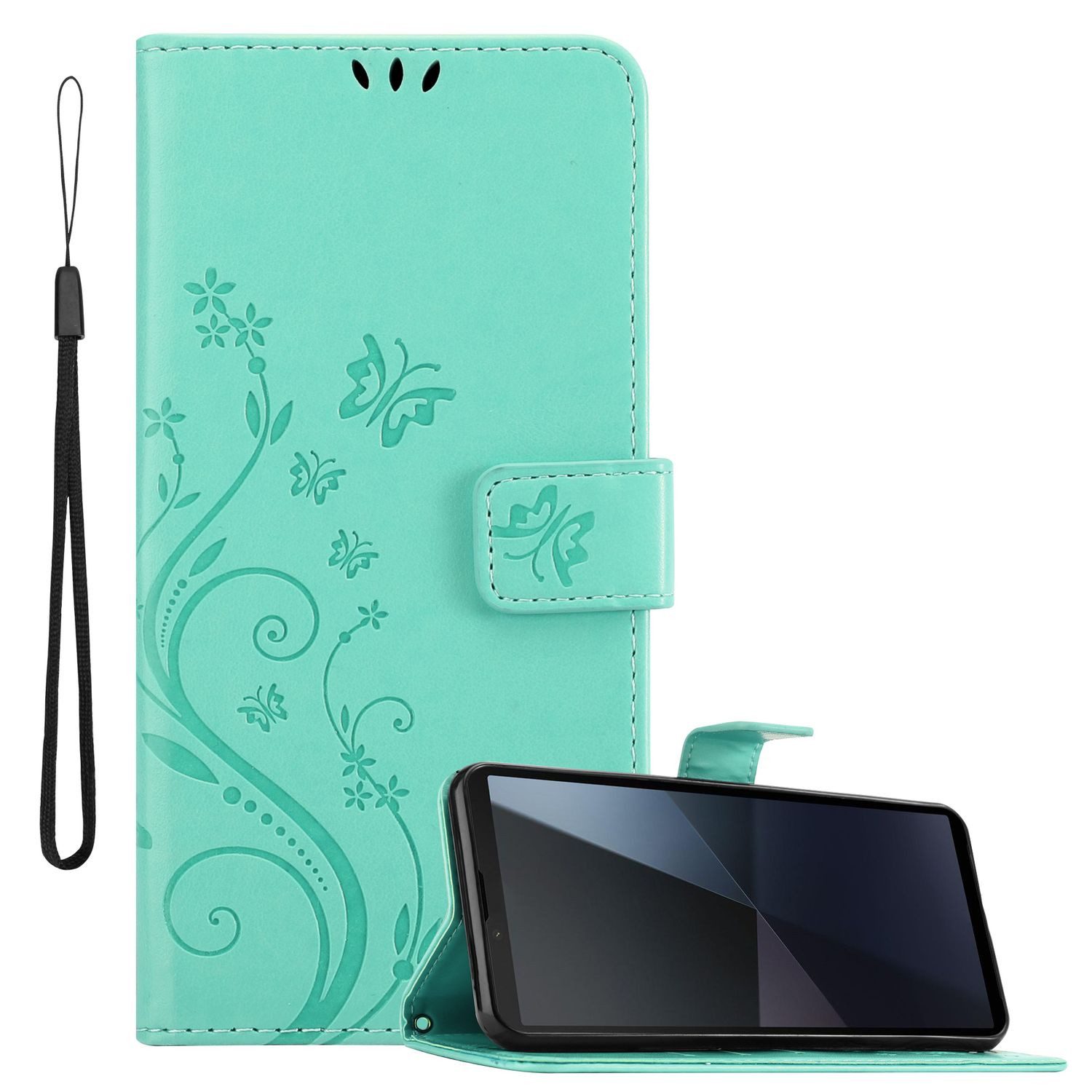 Cadorabo Handyhülle für Sony Xperia 10 VI Hülle Sony Xperia 10 VI, Hülle Schutzhülle Blumen Flower mit Standfunktion Kartenfach Magnet