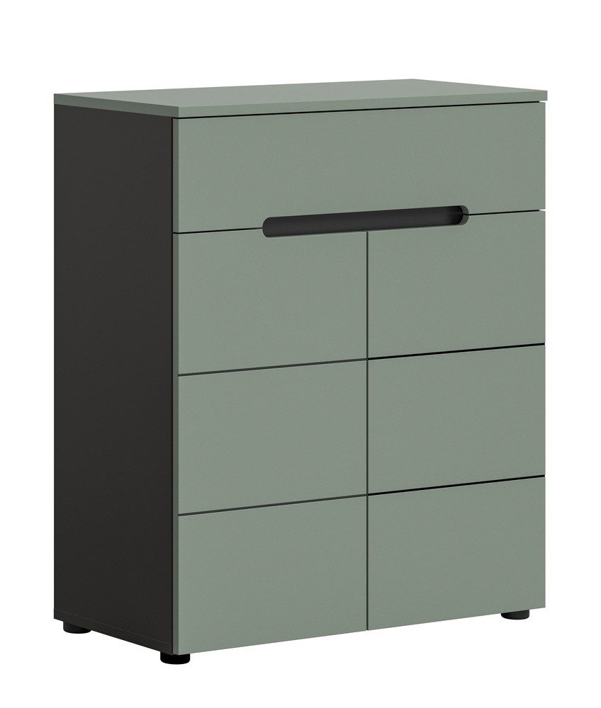 xonox.home Sideboard Schuhschrank, Kommode Canu, Smoke Green / Basalt grau, 80 cm