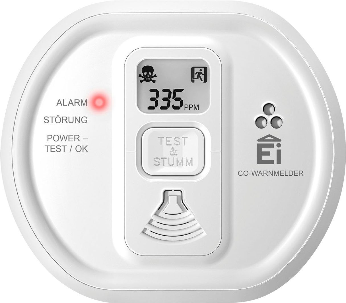 Ei Electronics Ei208D CO-Melder (LCD-Display, mit 10-Jahres-Batterie und LCD-Display)