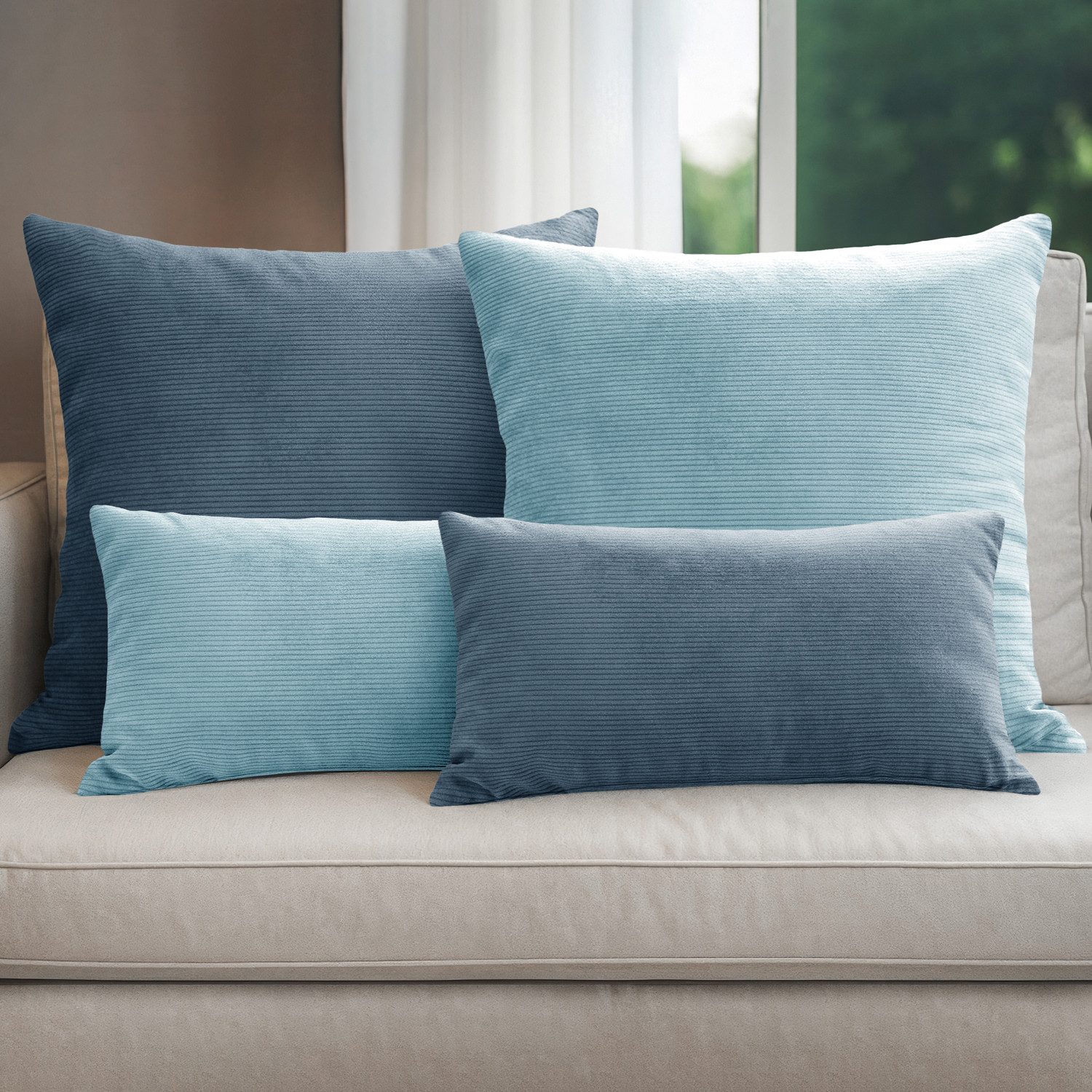 Selfitex Dekokissen 4er Set Cord Kissen inkl. Füllkissen, 2x 50x50 & 2x 30x günstig online kaufen