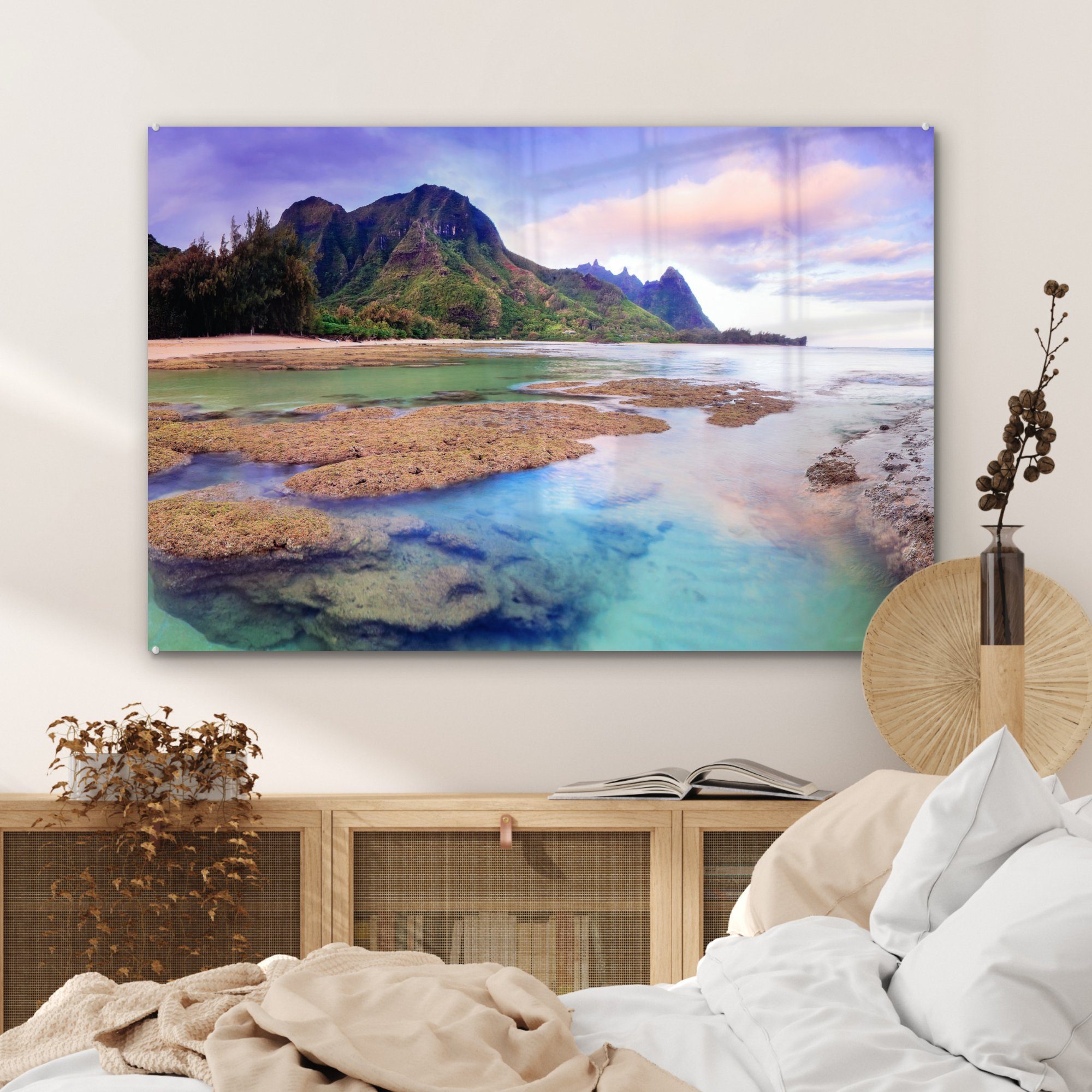 Wasser Kauai, (1 Acrylglasbild Acrylglasbilder MuchoWow Wohnzimmer Felsen im Schlafzimmer von St), &