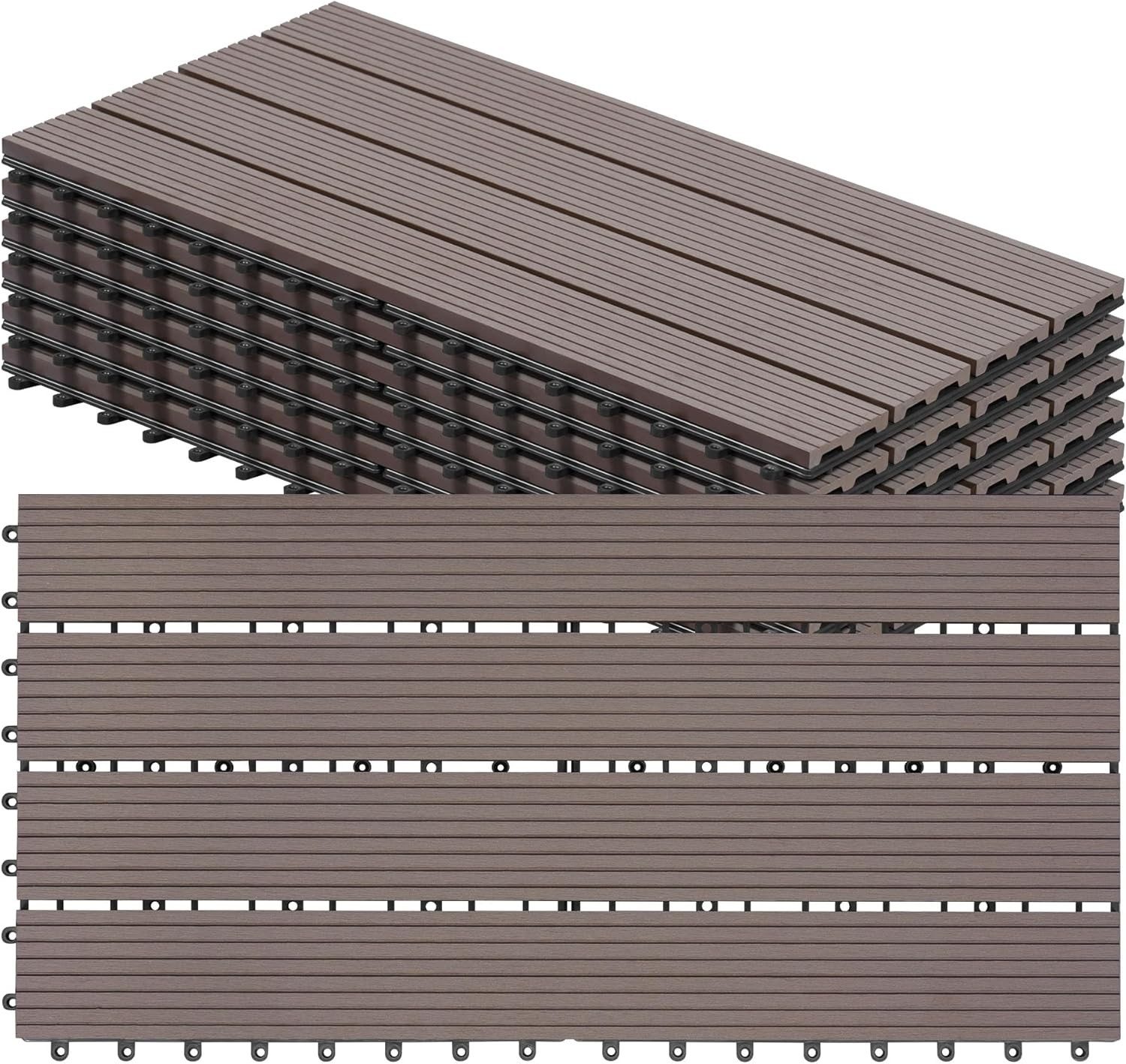 Woltu WPC-Fliesen, 6 St., Terrassendielen Holz-Optik 30x60cm mit klicksystem