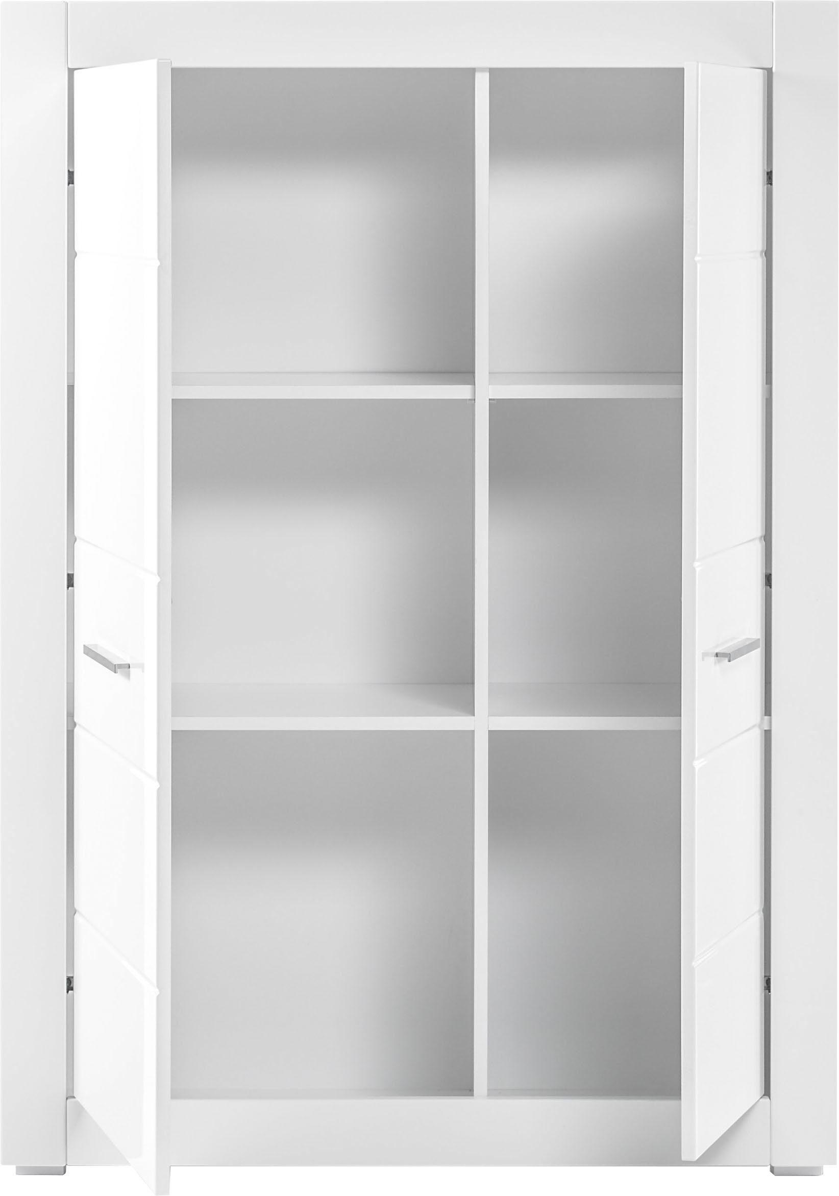 Home affaire Mehrzweckschrank Bianco, moderner Schrank, Wohnzimmerschrank in Weiß Hochglanz silberne Metallgriffe, universal einsetzbar, ausreichend Stauraum – Bild 3 von 5