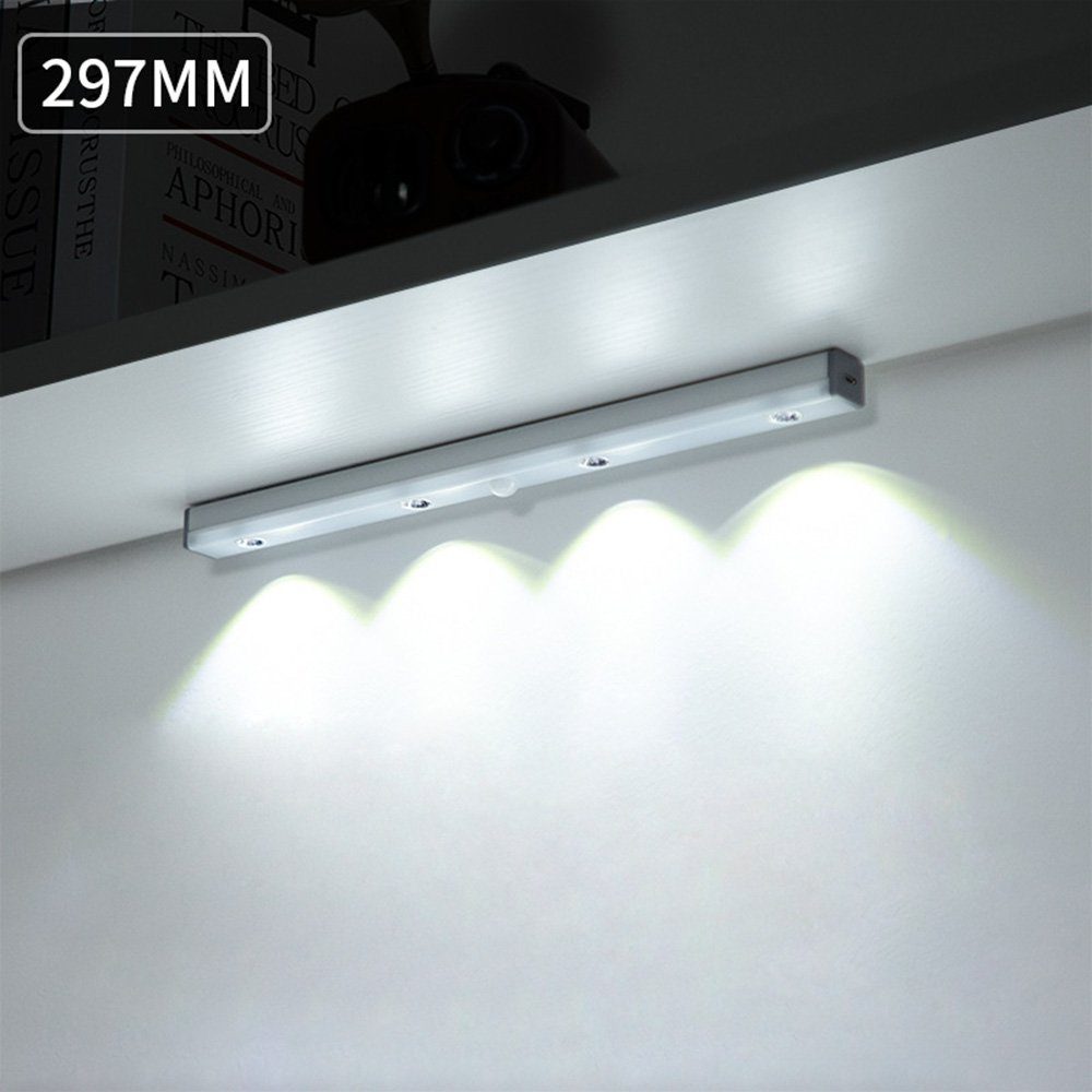 Rosnek LED Lichtleiste für Wiederaufladbar, Kaltweiß Korridor, 6500K Küche dimmbar Kleiderschrank Bewegungssensor, Schlafzimmer, magnetisch