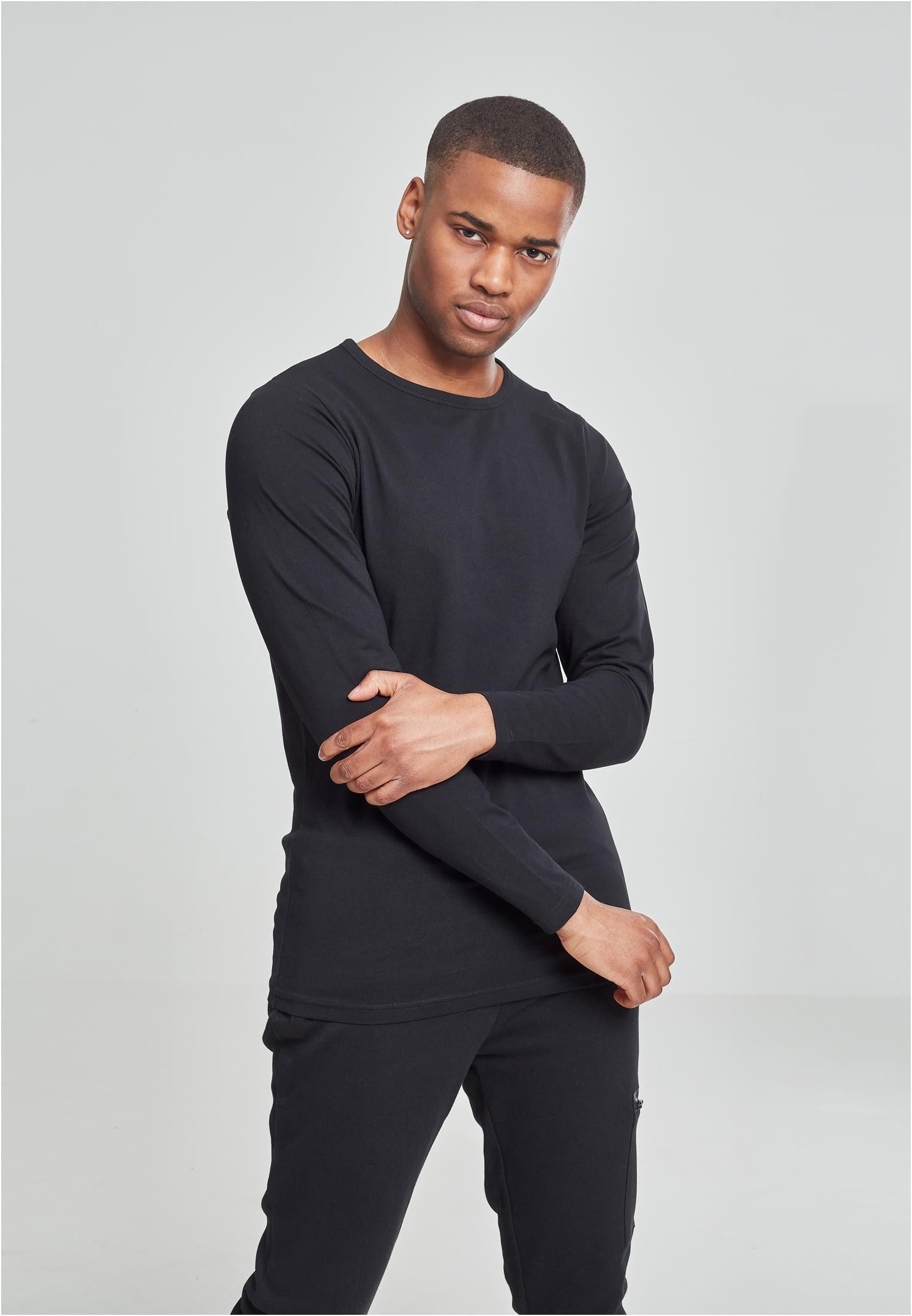 URBAN CLASSICS Langarmshirt Fitted Stretch L/S Tee Langarmshirt Herren