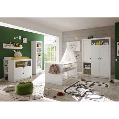 Begabino Babymöbel-Set 87-530-17 PAULA weiß 3tlg. Babyzimmer Kinderzimmer inkl. Wickelkommode, Bett und Kleiderschrank